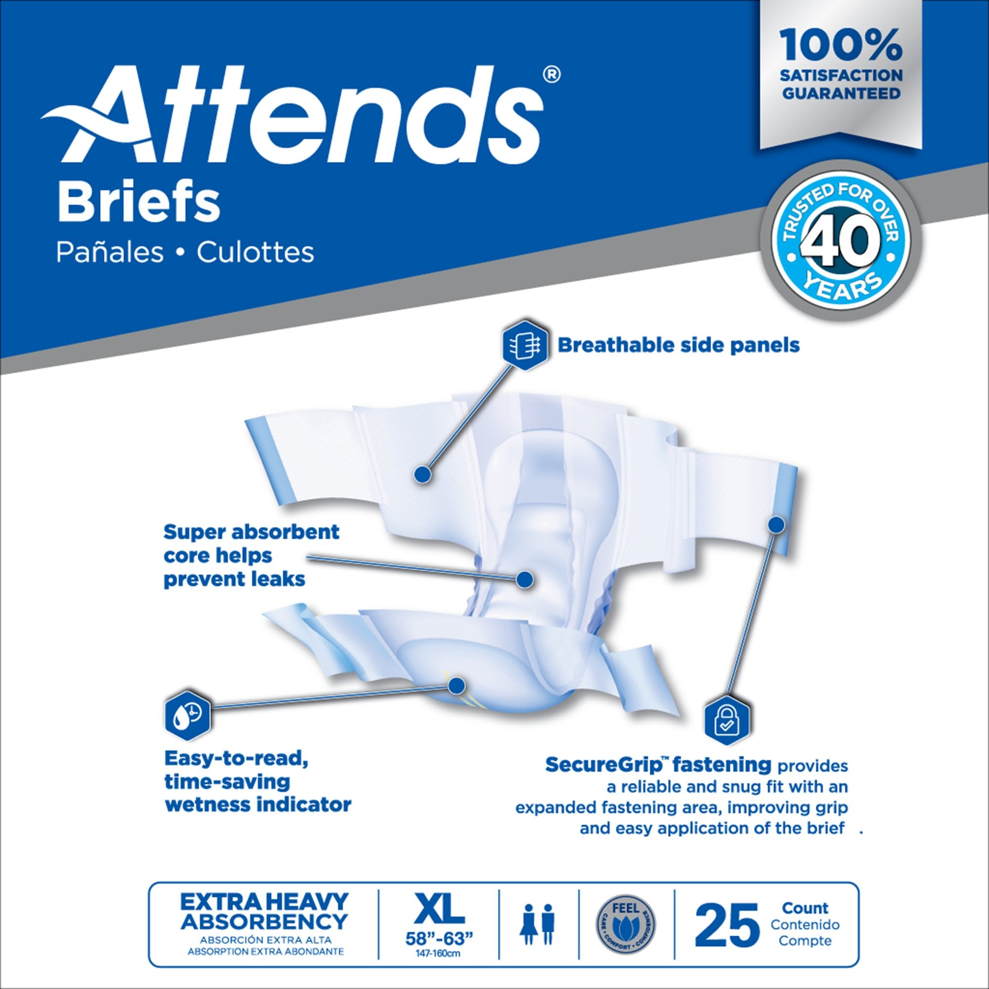 Incontinence Brief Attends® Care Advanced Adult X-Large Unisex Disposable Heavy Absorbency - image 8