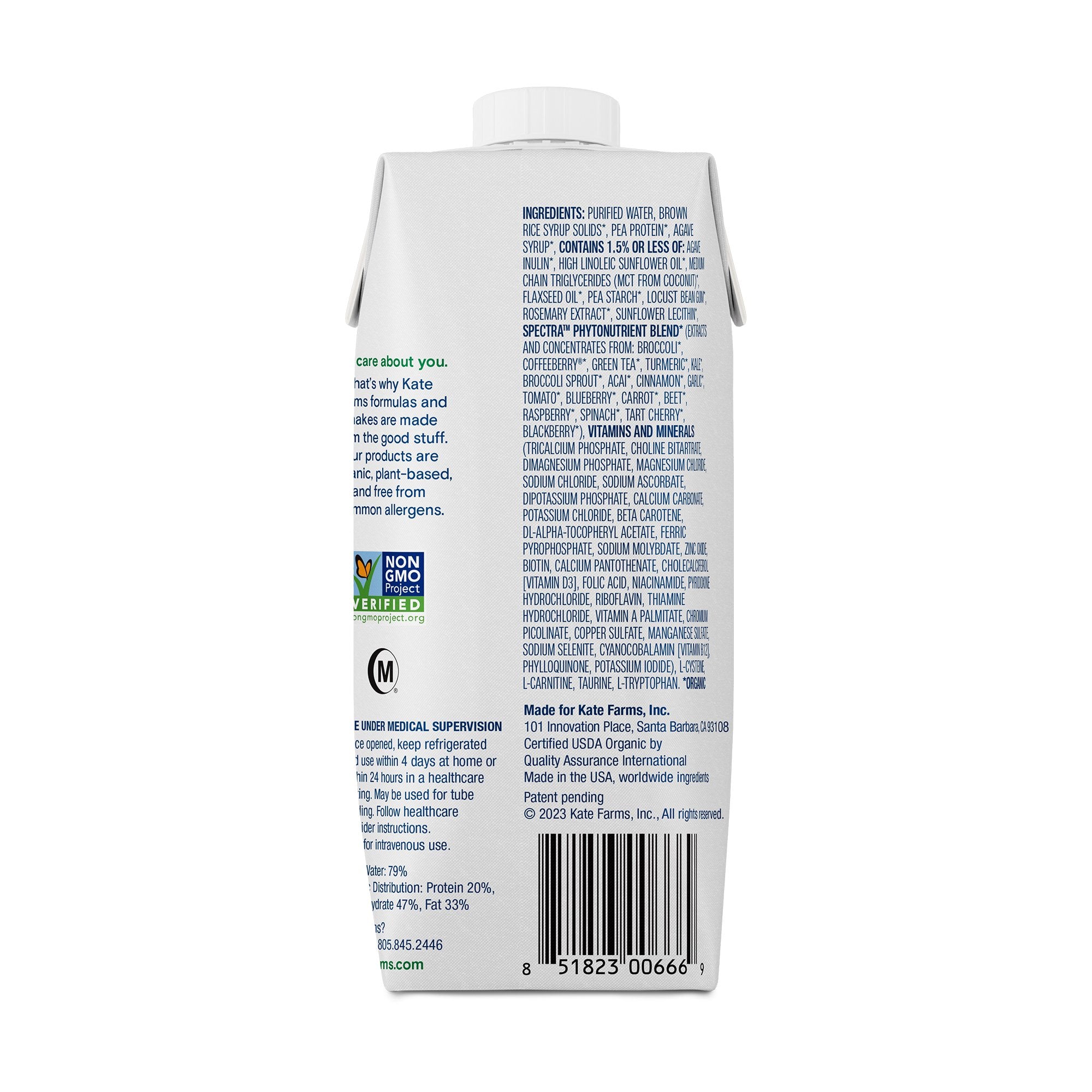 Oral Supplement Kate Farms Standard 1.0 Plain Flavor Liquid 11 oz. Carton - image 2
