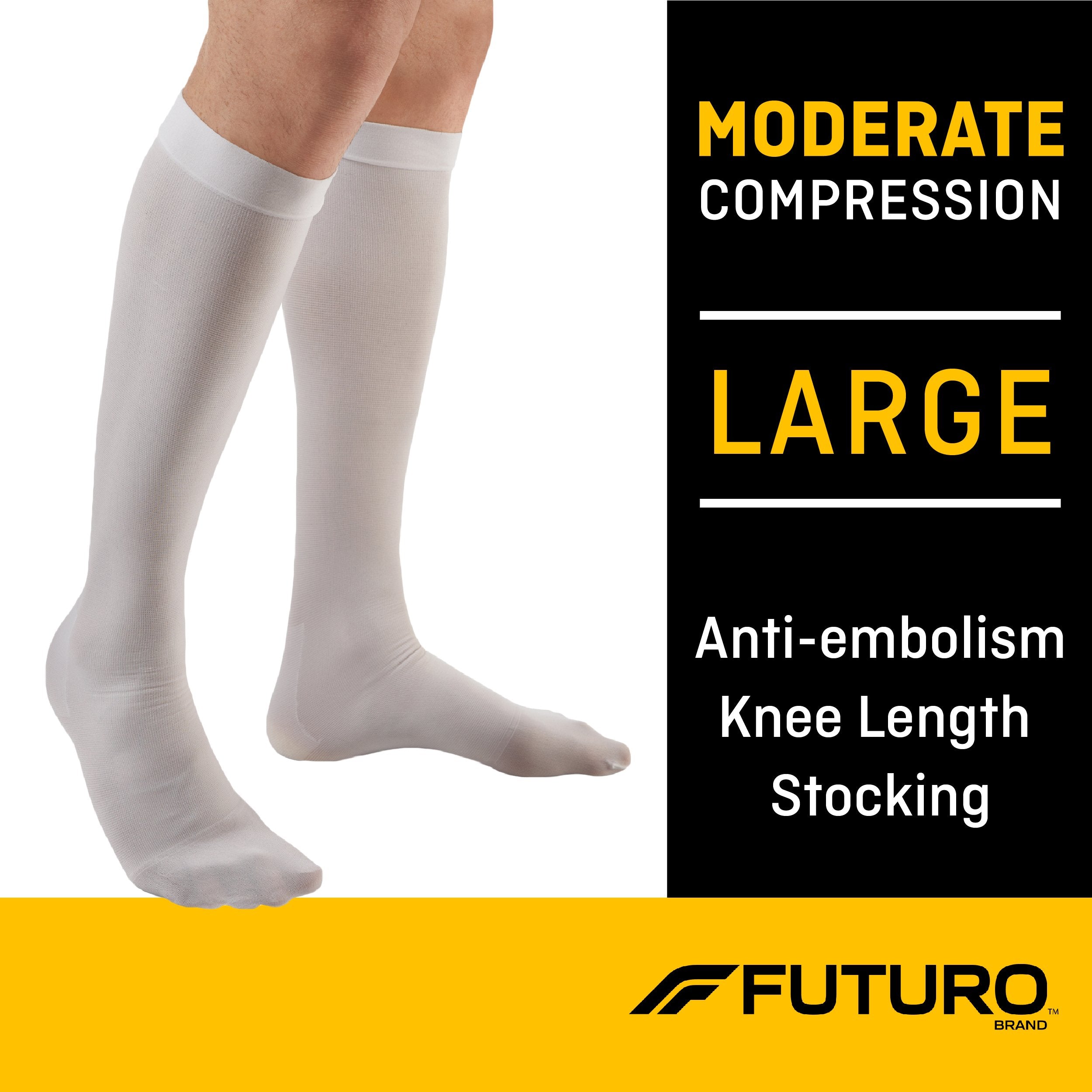 Anti-embolism Stocking 3M™ Futuro™ Knee High Large / Regular White Closed Toe - image 3