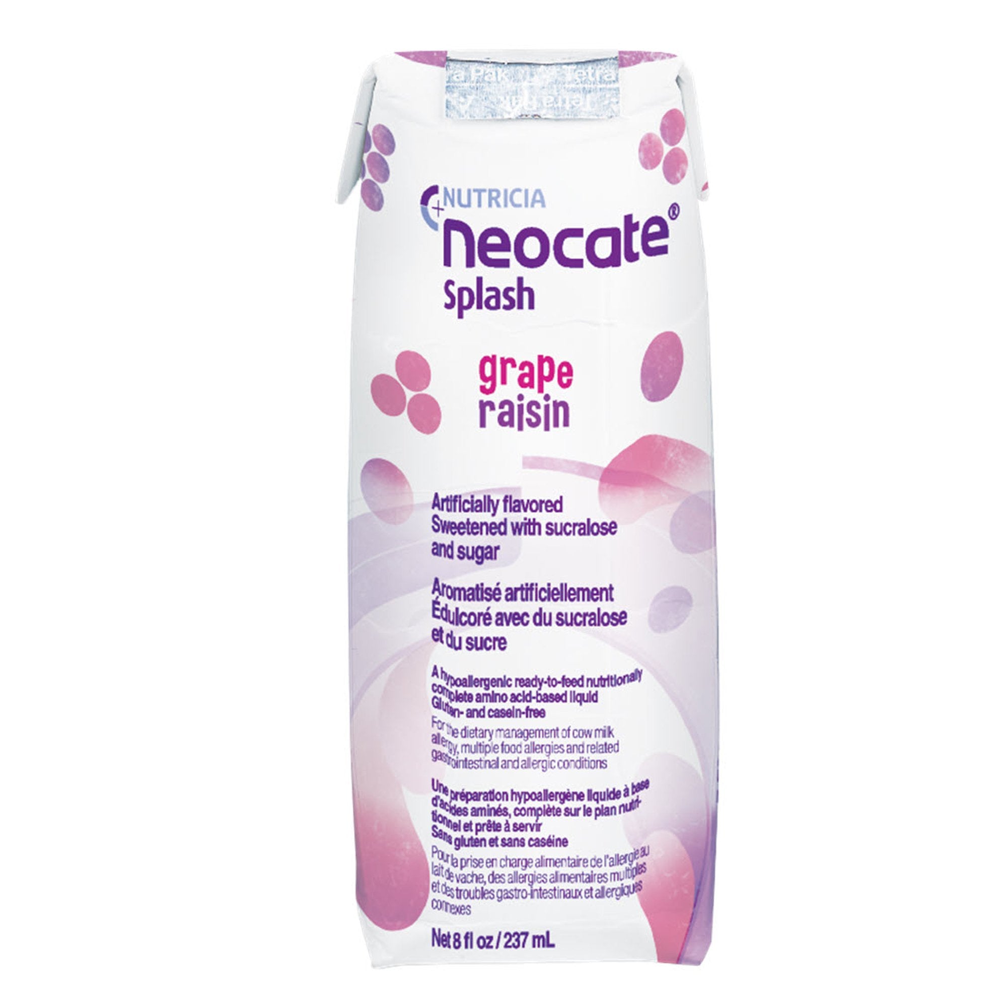 Neocate® Splash Grape Pediatric Oral Supplement / Tube Feeding Formula, 8 oz. Carton (27 Units)