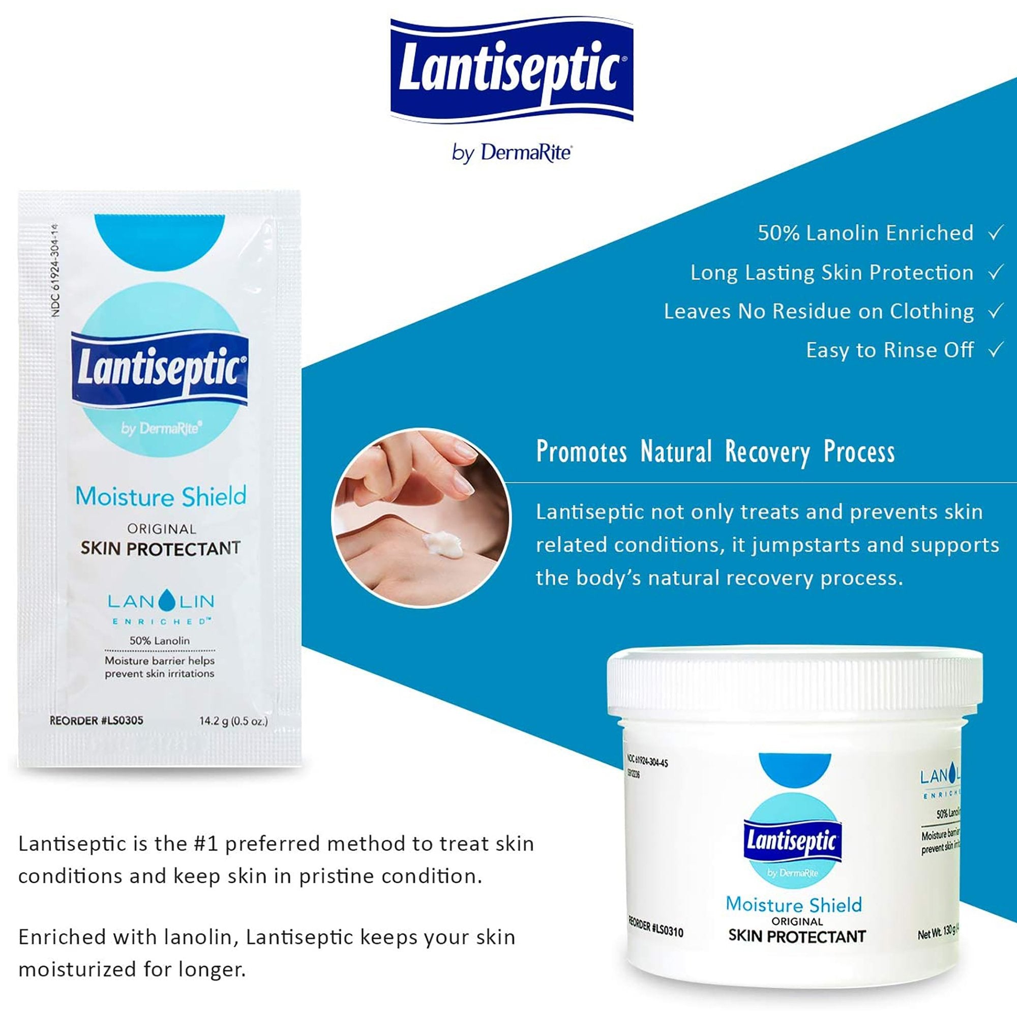 Lantiseptic Skin Protectant, 50% Lanolin, Unscented Ointment, 5 g Individual Packet (144 Units)