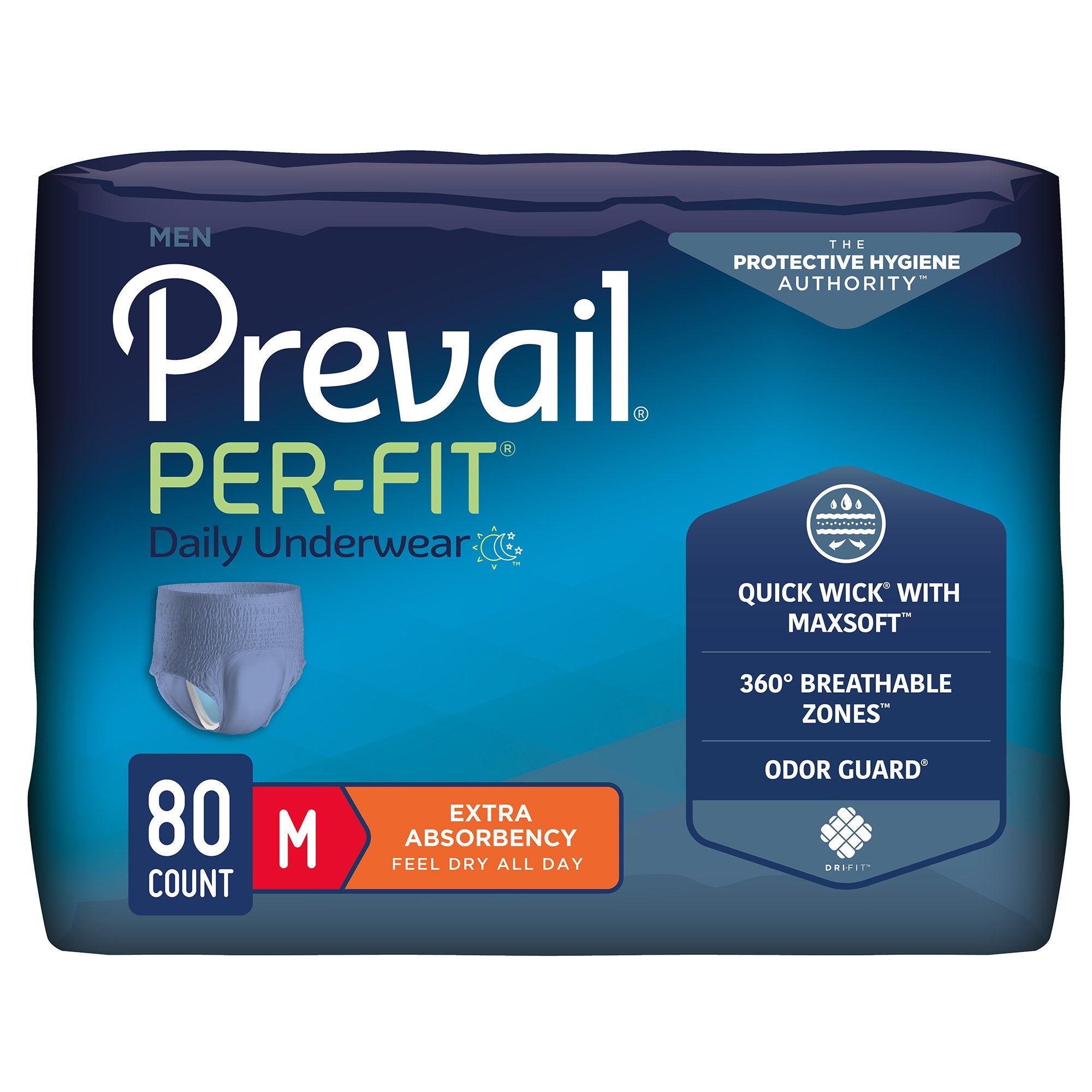 Prevail® Per-Fit® Men Adult Moderate Absorbent Underwear, Medium, White (20 Units)