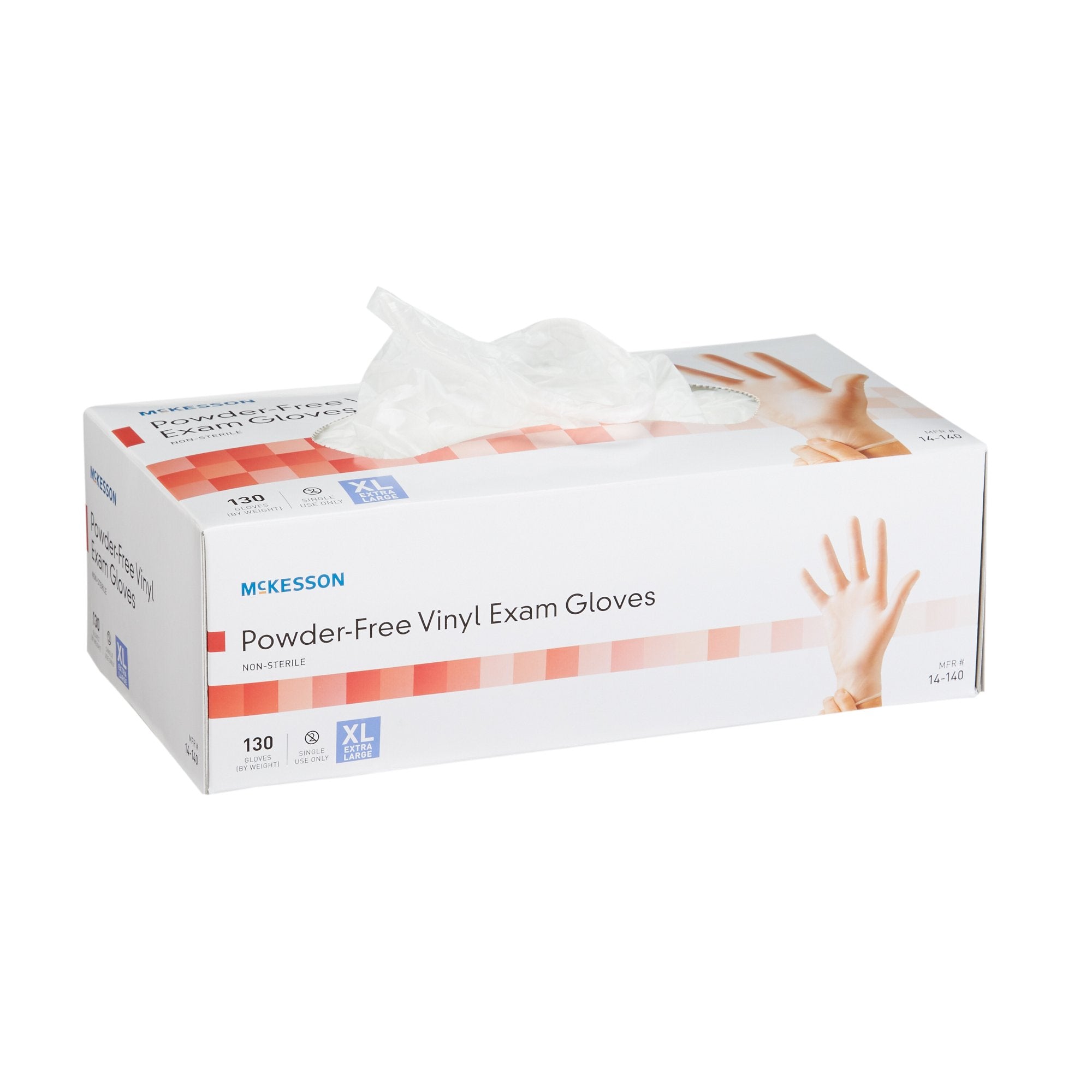 McKesson Vinyl Exam Gloves XL - Clear, Non-Sterile, Powder-Free (130 Pack)