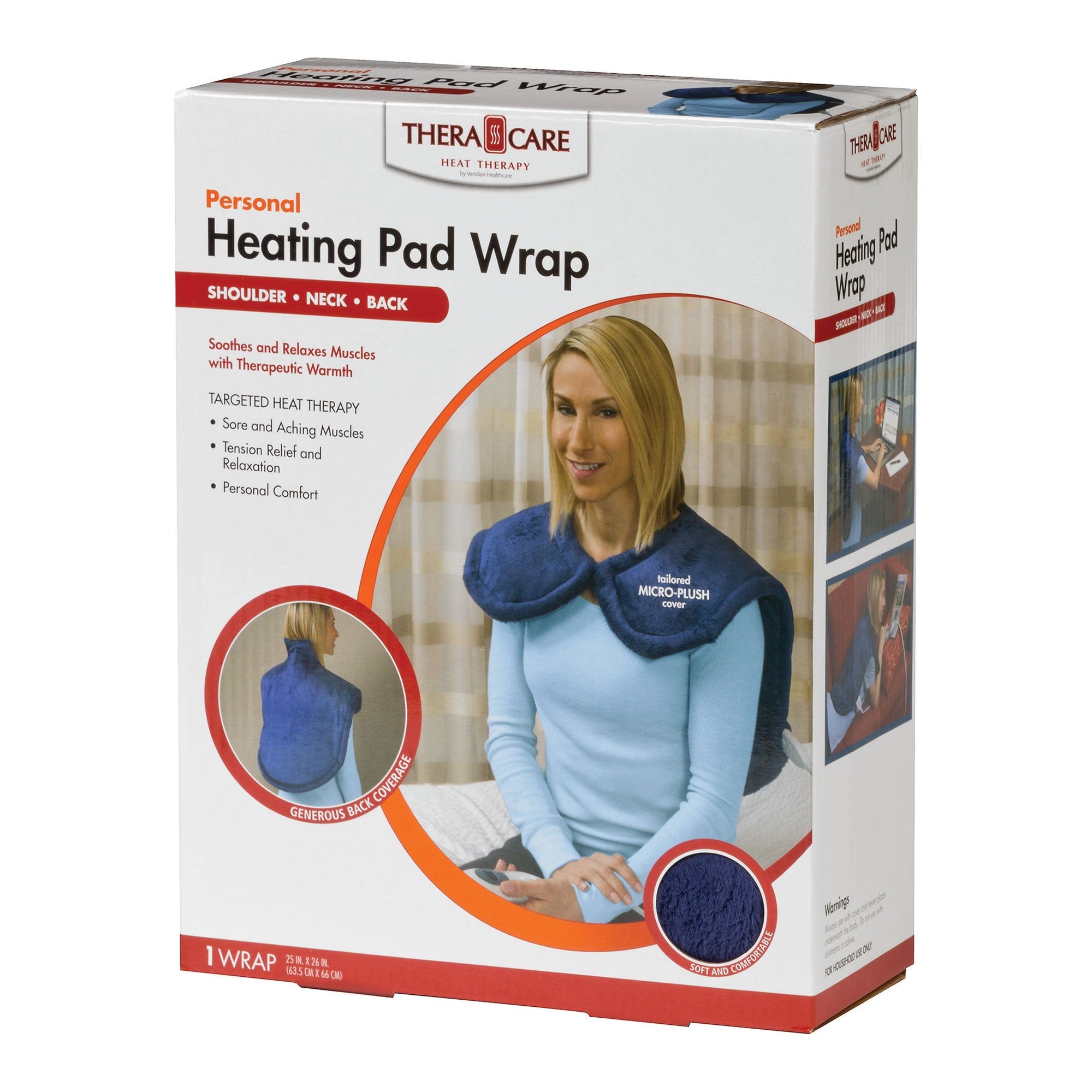 Thera Care Heat Therapy Personal Heating Pad Wrap, 25 x 26 Inch (6 Units)