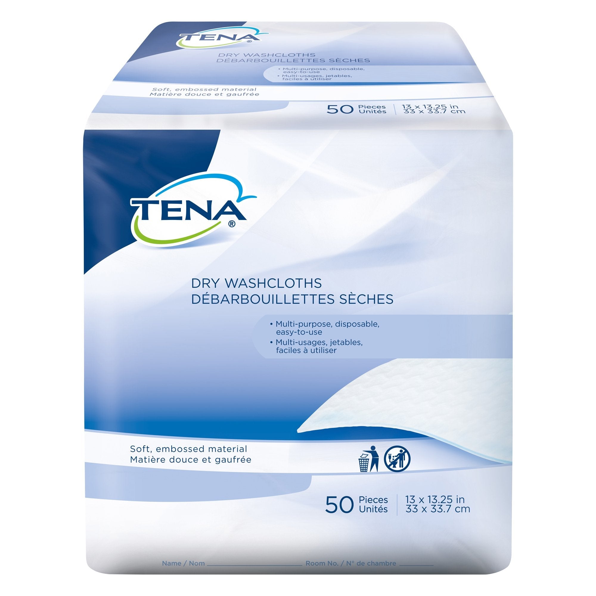 Tena® Dry Washcloths, Disposable, White, 13 x 13-1/4 Inch (1 Unit)