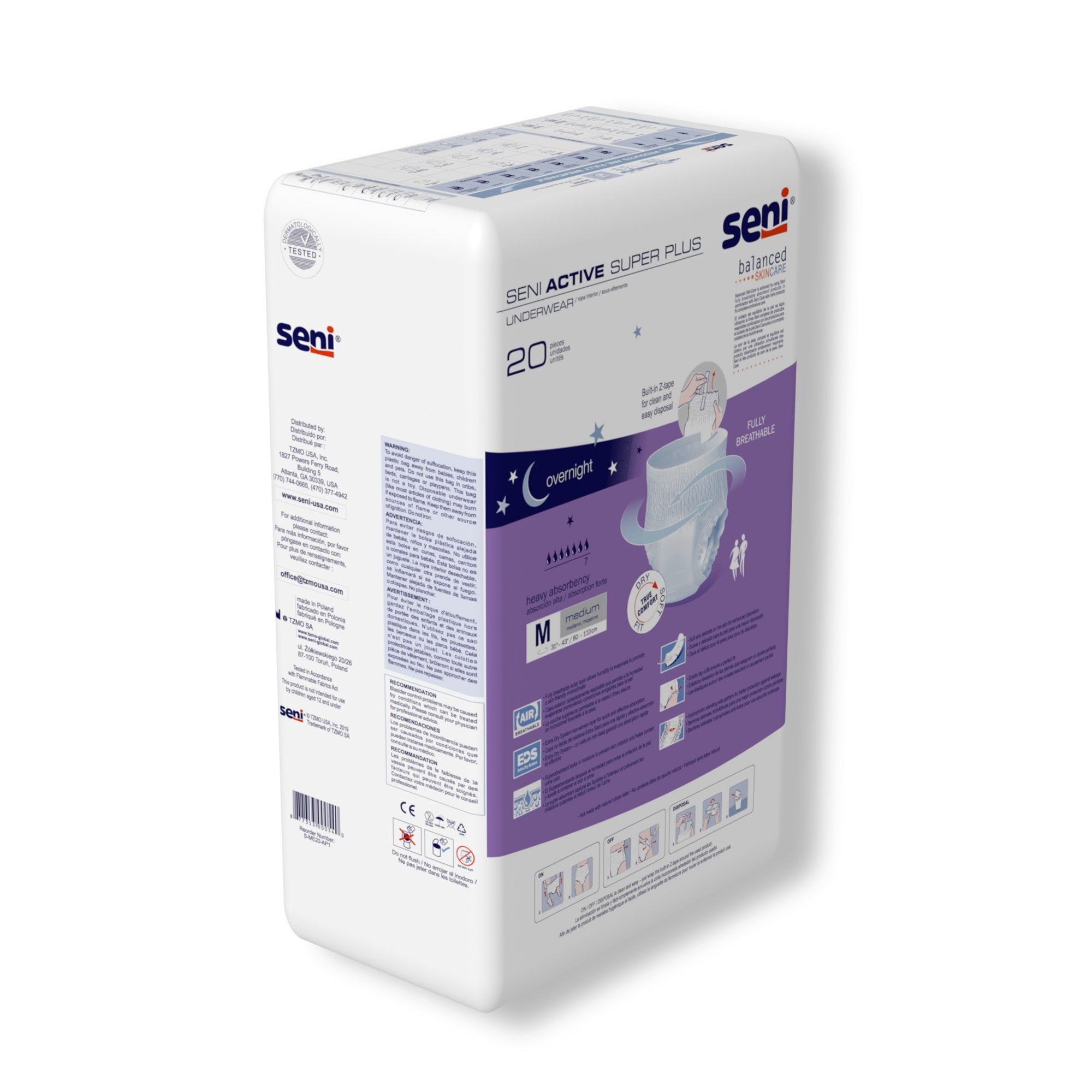 Seni® Active Super Plus Heavy Absorbent Underwear, Medium (20 Units)