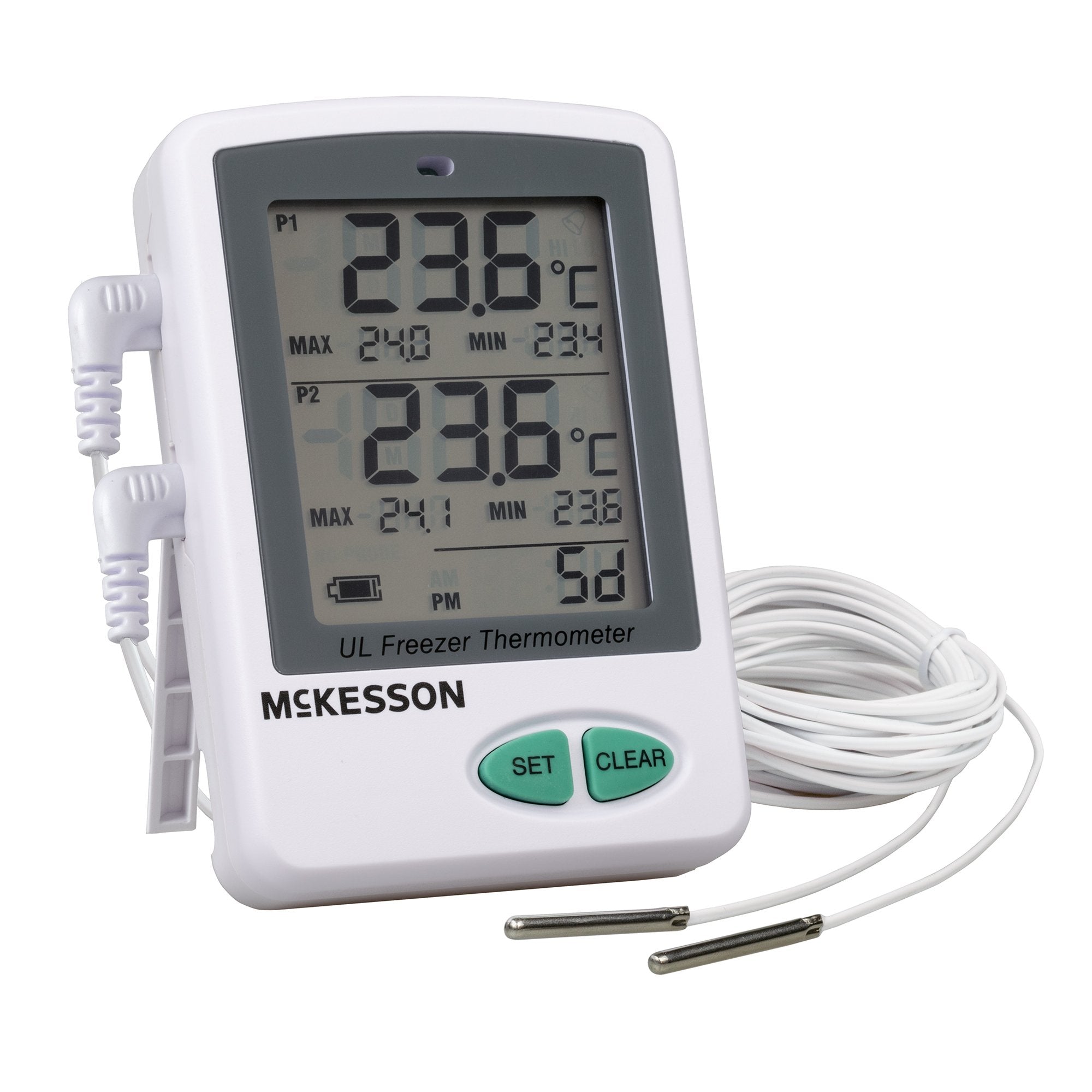 Ultra-Low Temp Data Logger w/ Alarm McKesson -112¬∞ to +158¬∞F (-80¬∞ to +70¬∞C) 2 Probes Flip Stand (1 Unit)