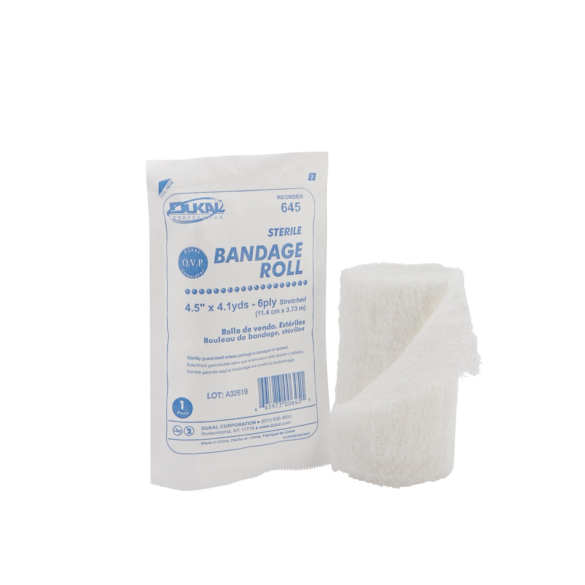 Dukal™ Sterile Fluff Bandage Roll, 4-1/2 Inch x 4-1/10 Yard (100 Units)