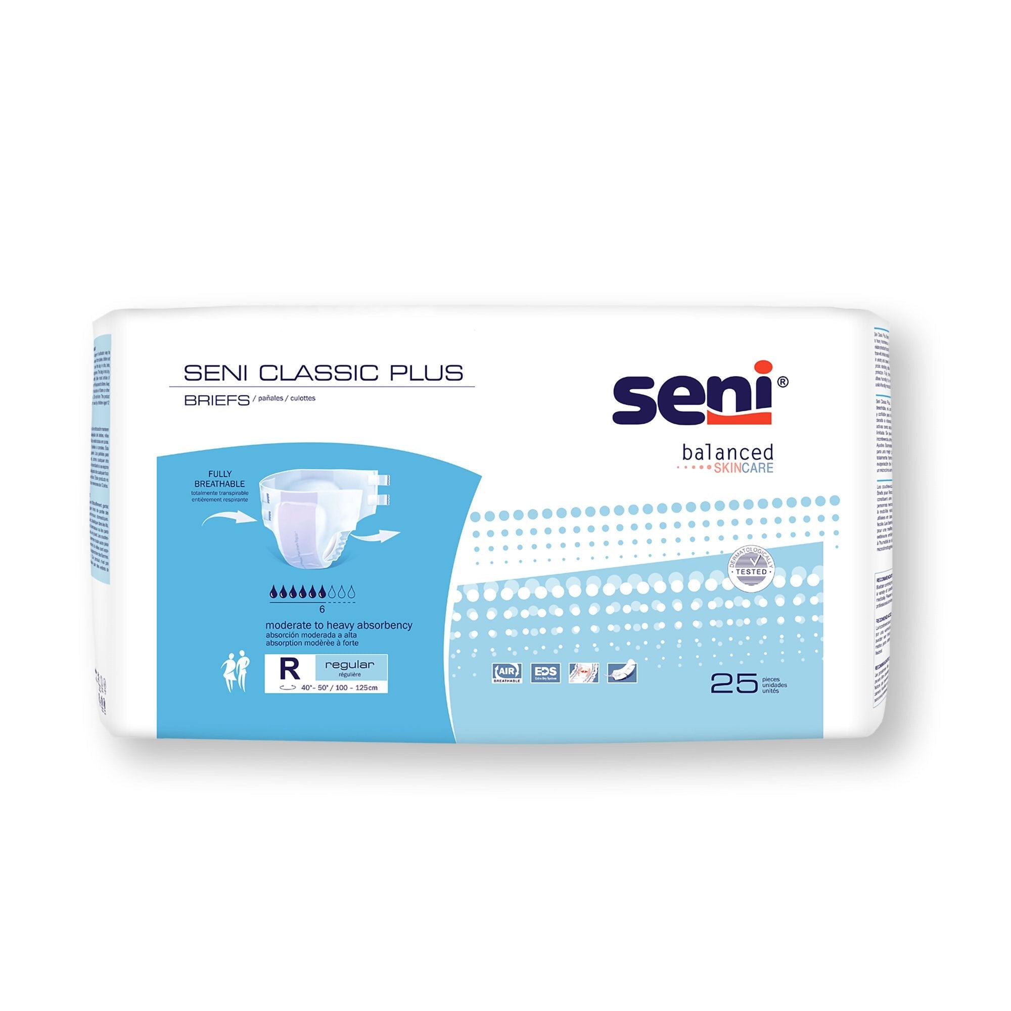 Seni® Classic Plus Moderate to Heavy Absorbency Incontinence Brief, Regular (25 Units)