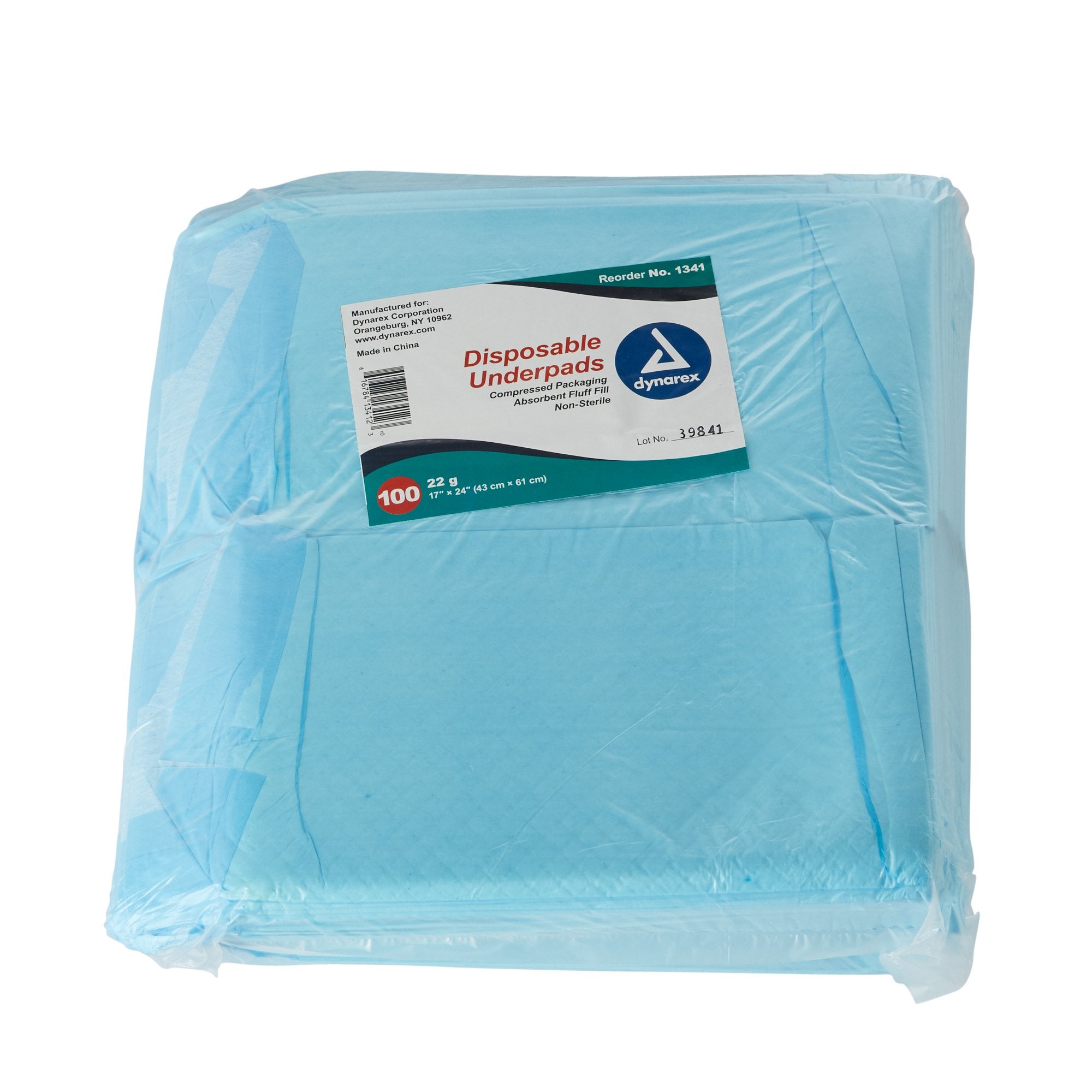 Dynarex® Absorbent Fluff Fill Underpad, 17 x 24 Inch (100 Units)