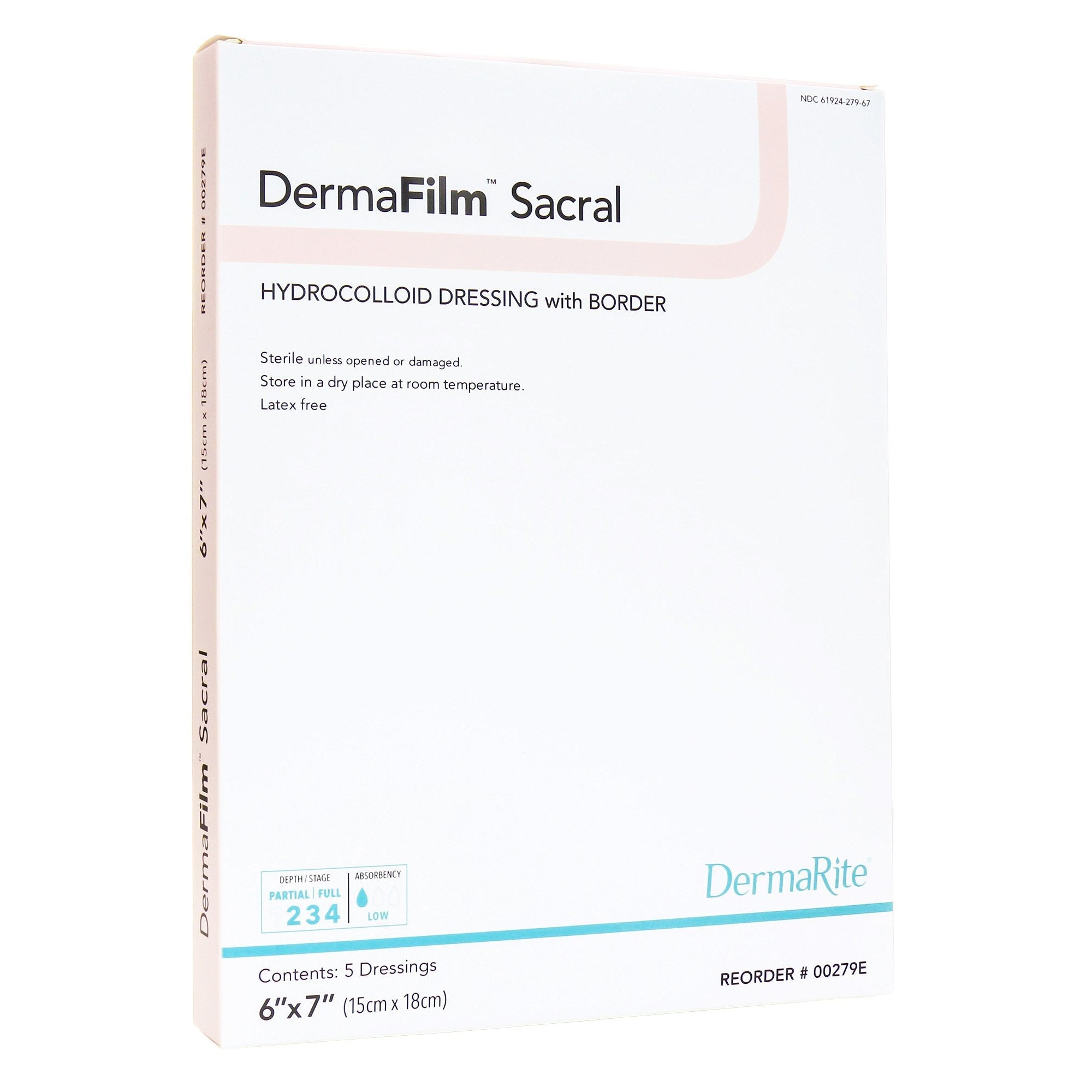 DermaFilm® Hydrocolloid Dressing, 6 x 7 Inch Sacral (5 Units)