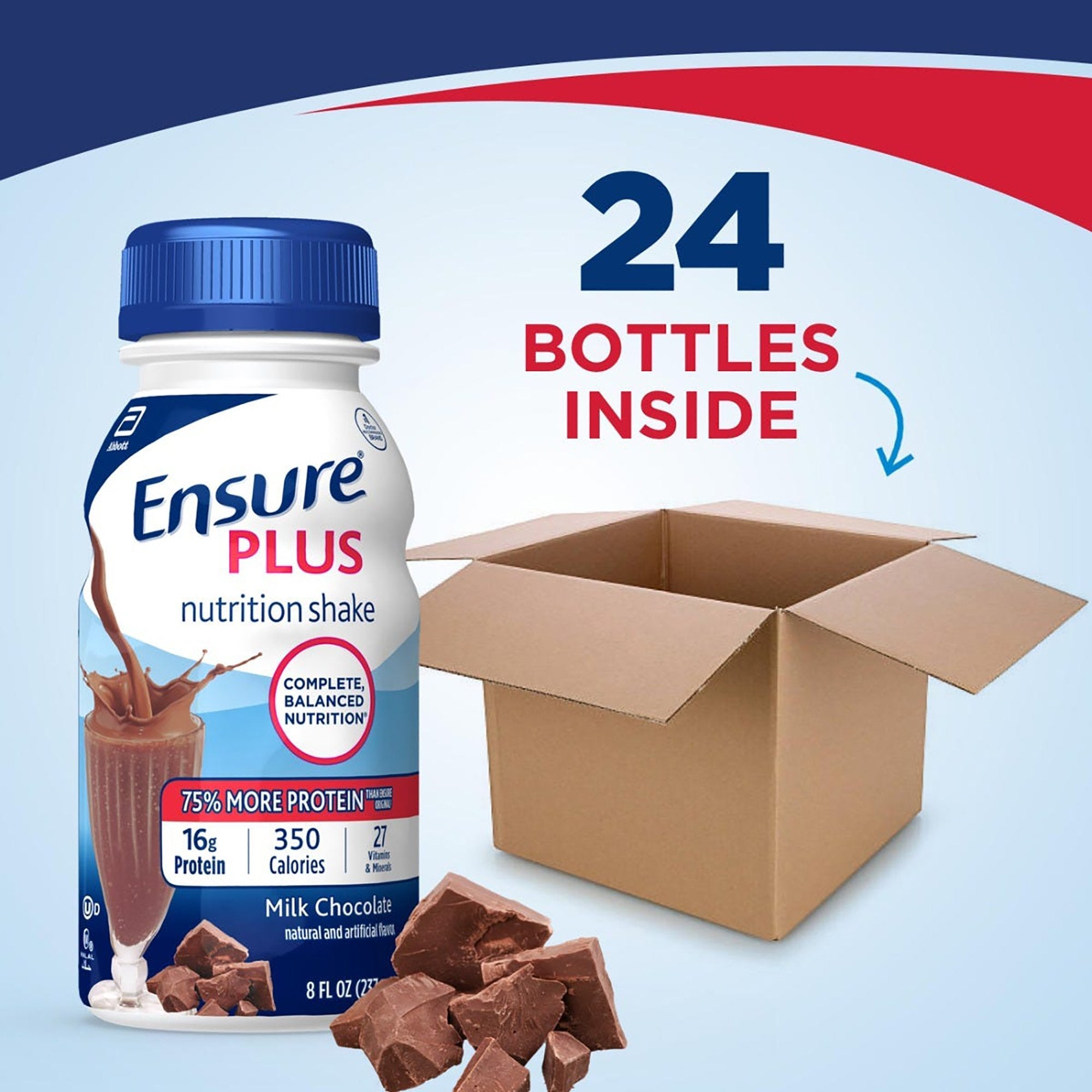 Ensure® Plus Chocolate Nutrition Shake - Balanced Meal Replacement 8oz 24pk