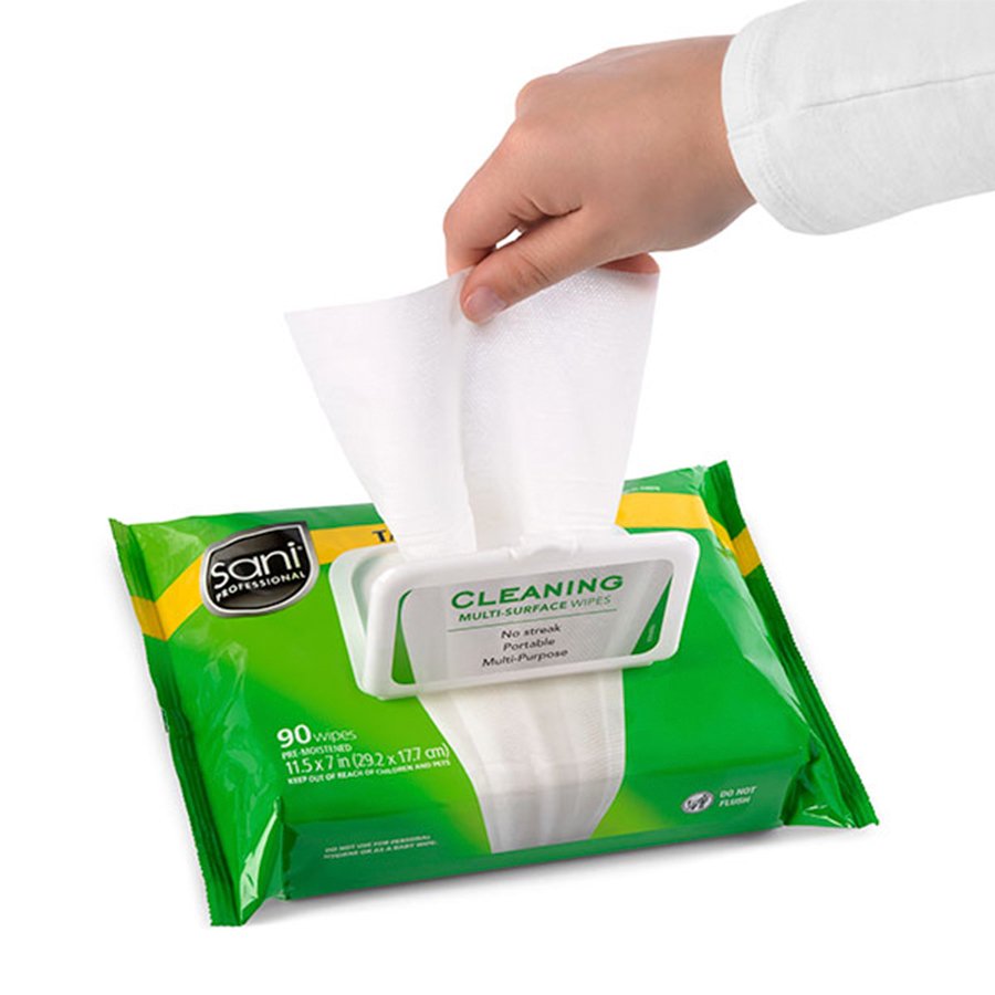 Sani Professional Multi-Surface Disinfectant Wipes - 90 Count Soft Pack (12 Units)