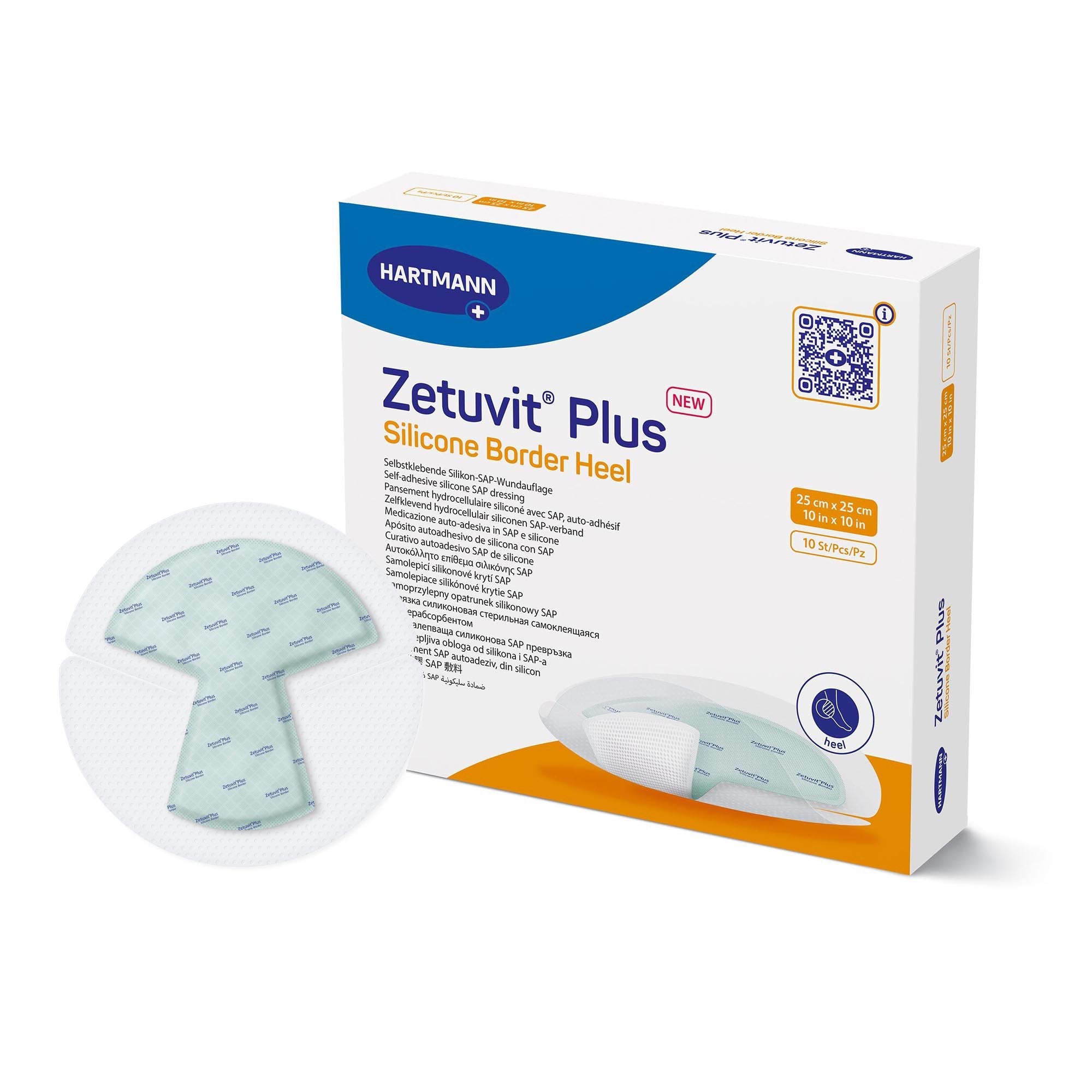 Super Absorbent Dressing Zetuvit® Plus Silicone Border Silicone Adhesive 10 X 10 Inch Heel (1 Unit)