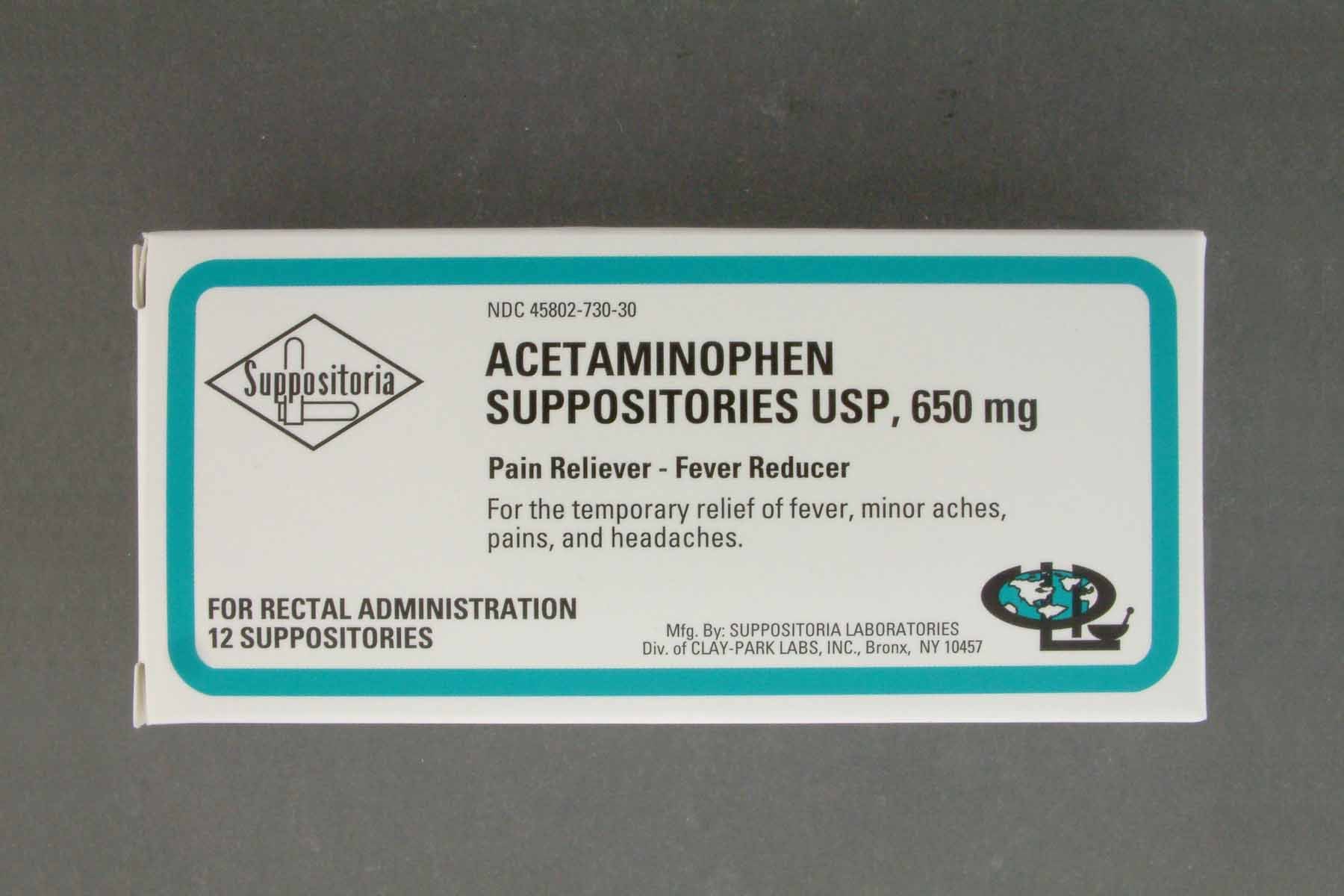 Suppositoria Acetaminophen Pain Relief Rectal Suppositories (12 Units)