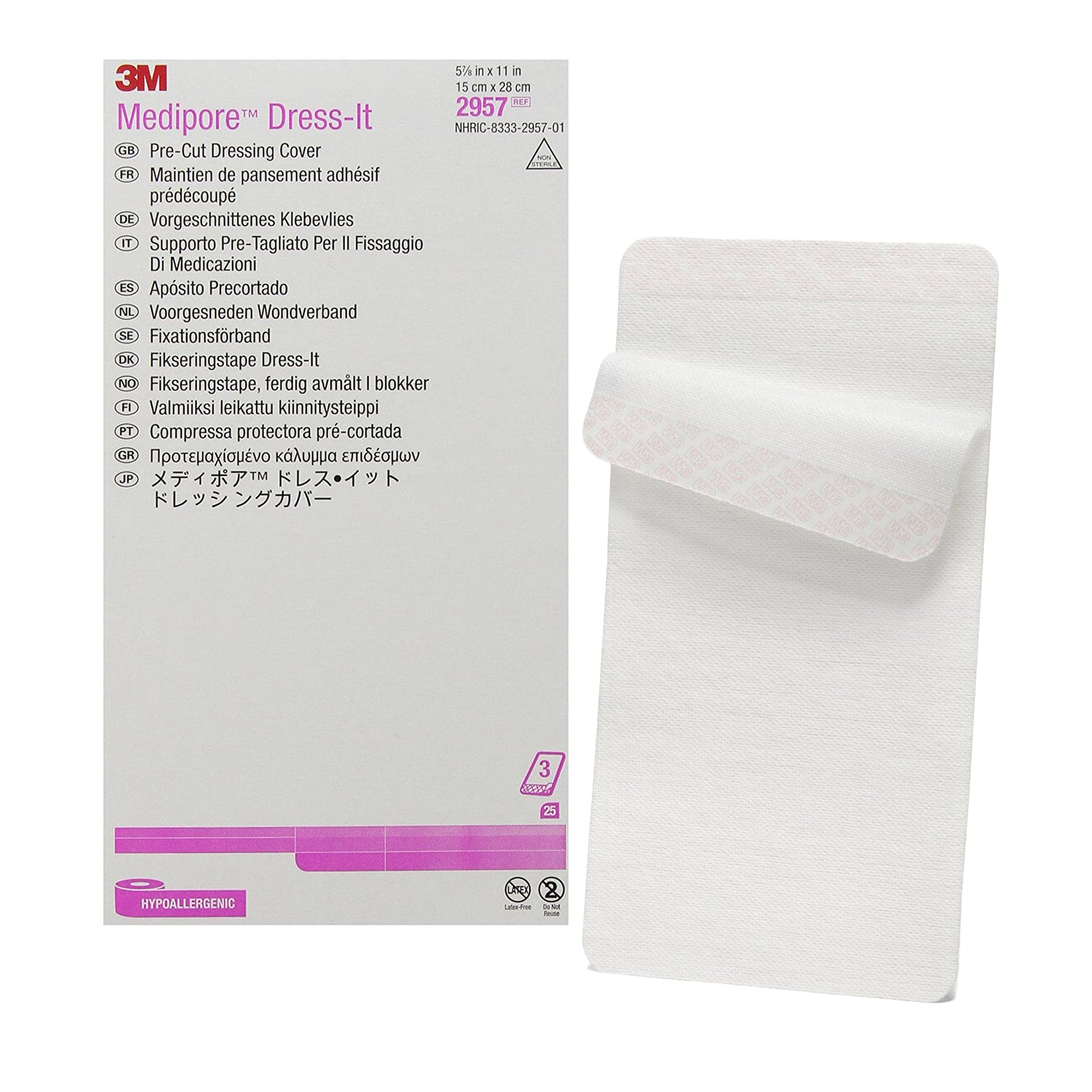 3M™ Medipore™ Dress-It Dressing Retention Tape with Liner, 5-7/8 x 11 Inch (25 Units)