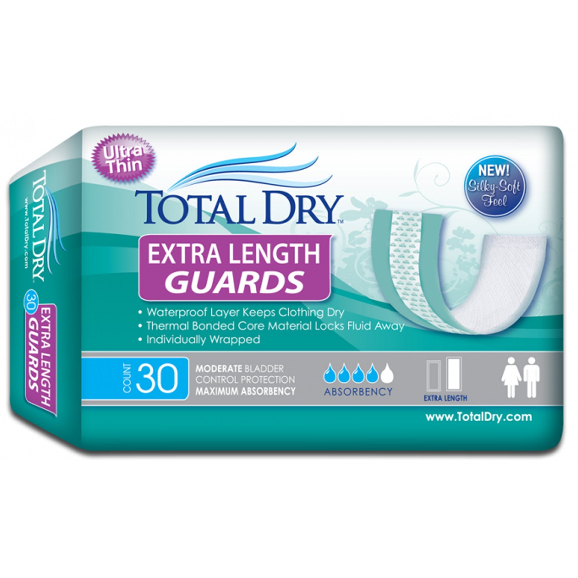 TotalDry™ Maximum Absorbency Bladder Control Pad, 12-Inch Length (30 Units)