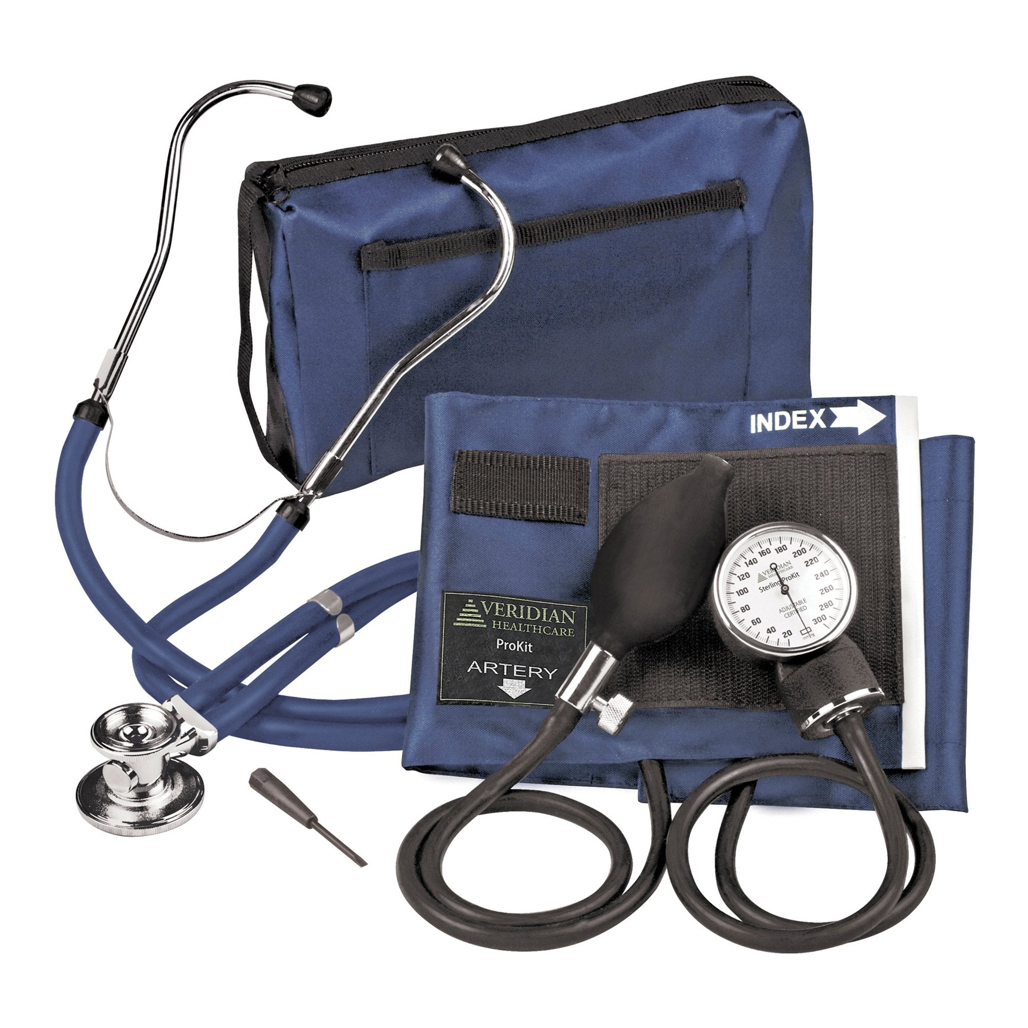 Sterling Series ProKit™ Aneroid Sphygmomanometer with Stethoscope, Navy Blue (1 Unit)