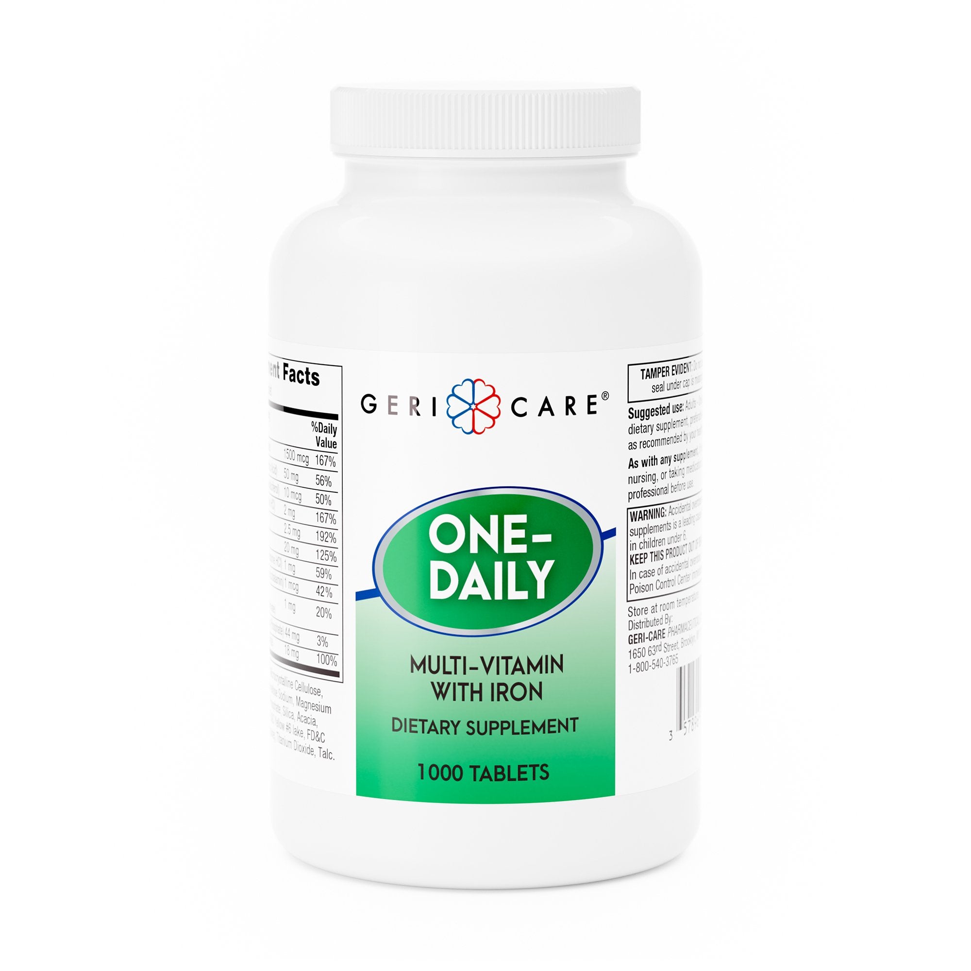 Multivitamin Supplement with Minerals Geri-Care® Vitamin A, Ascorbic Acid, Vitamin D-3, Thiamin, Riboflavin, Niacin, Vitamin B-6, Vitamin B-12, Pantothenic Acid, Iron (ferrous sulfate) 5,000 IU - 50 mg - 400 IU - 2 mg - 2.5 mg - 20 mg - 1 mg - 1 mcg - 1 m