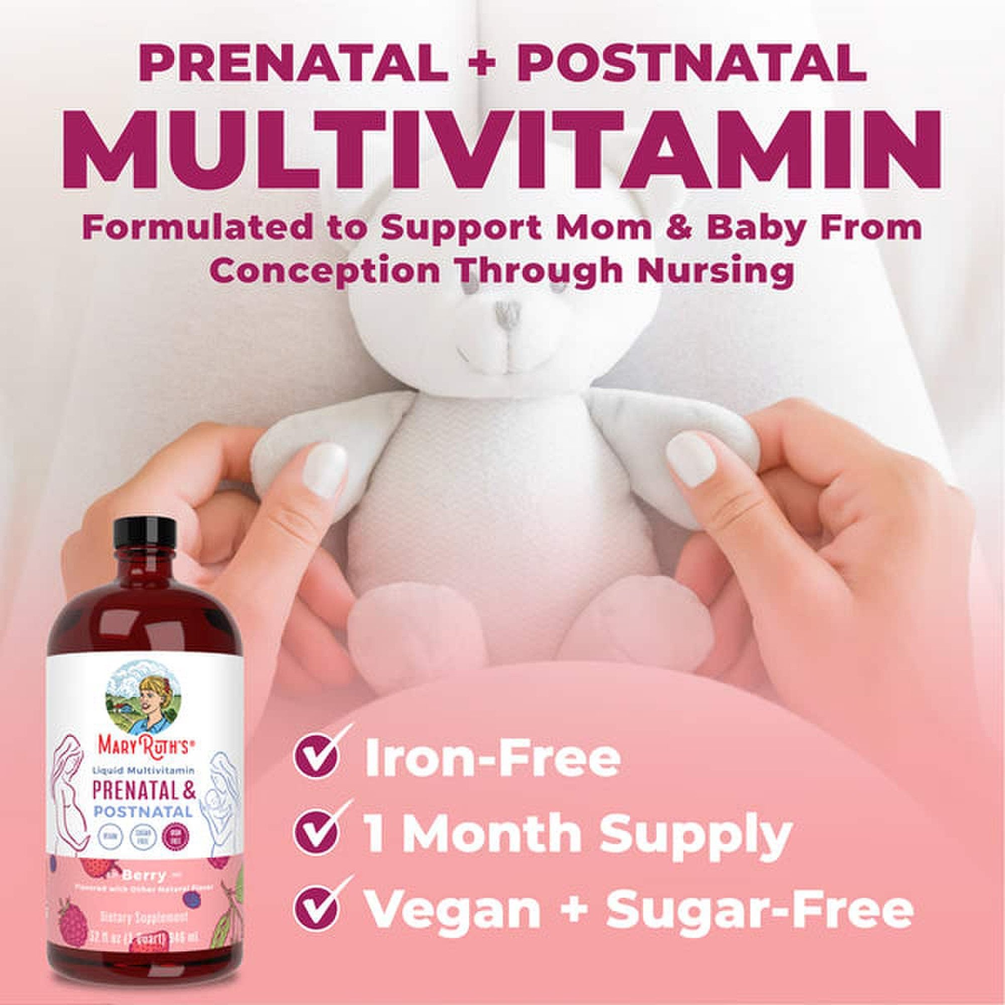 Dietary Supplement Mary Ruth's® Prenatal & Postnatal Liquid Multivitamin Vitamin A / C / D / E 750 mcg - 60 mg - 8 mcg - 19 mg Strength Liquid 32 oz. Berry Flavor - image 8
