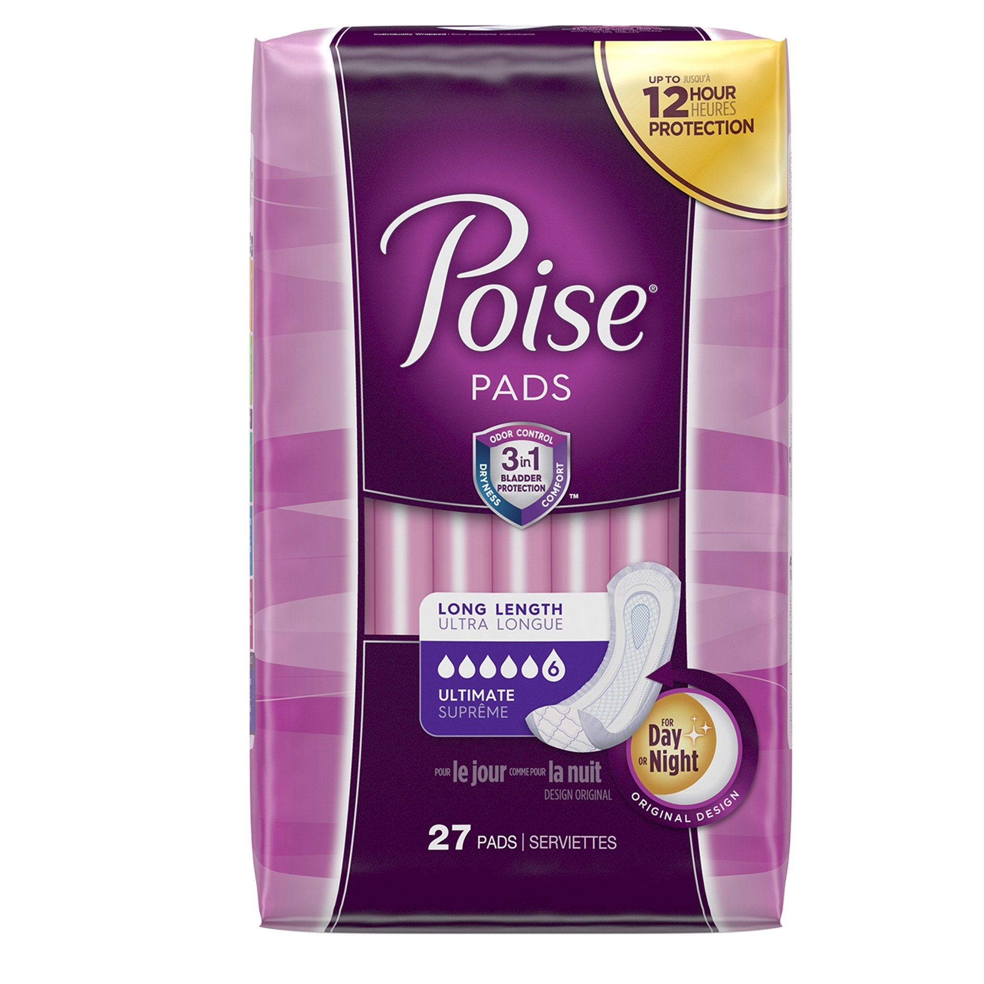 Poise Bladder Control Pads, 15.9" Heavy Absorbency, One Size - 27 Pack