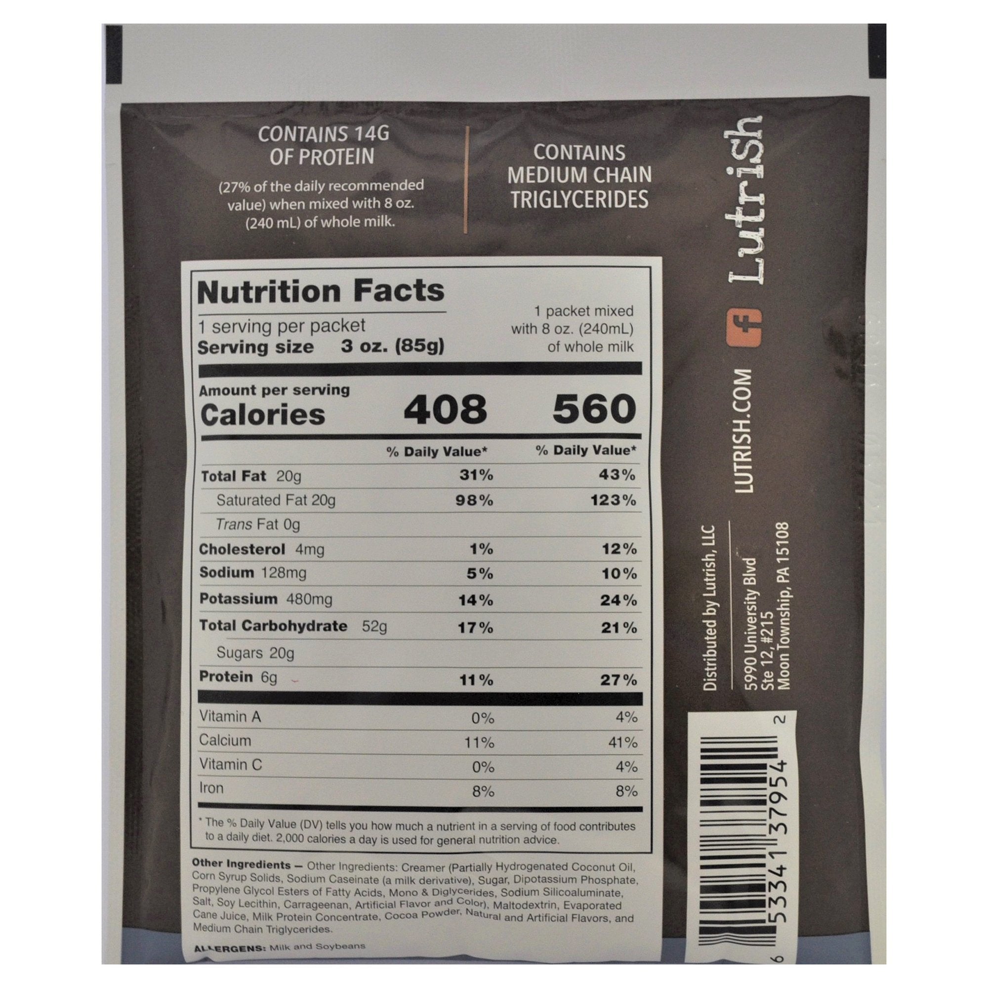 Oral Supplement Lutrish Chocolate Flavor Powder 3 oz. Individual Packet - image 2