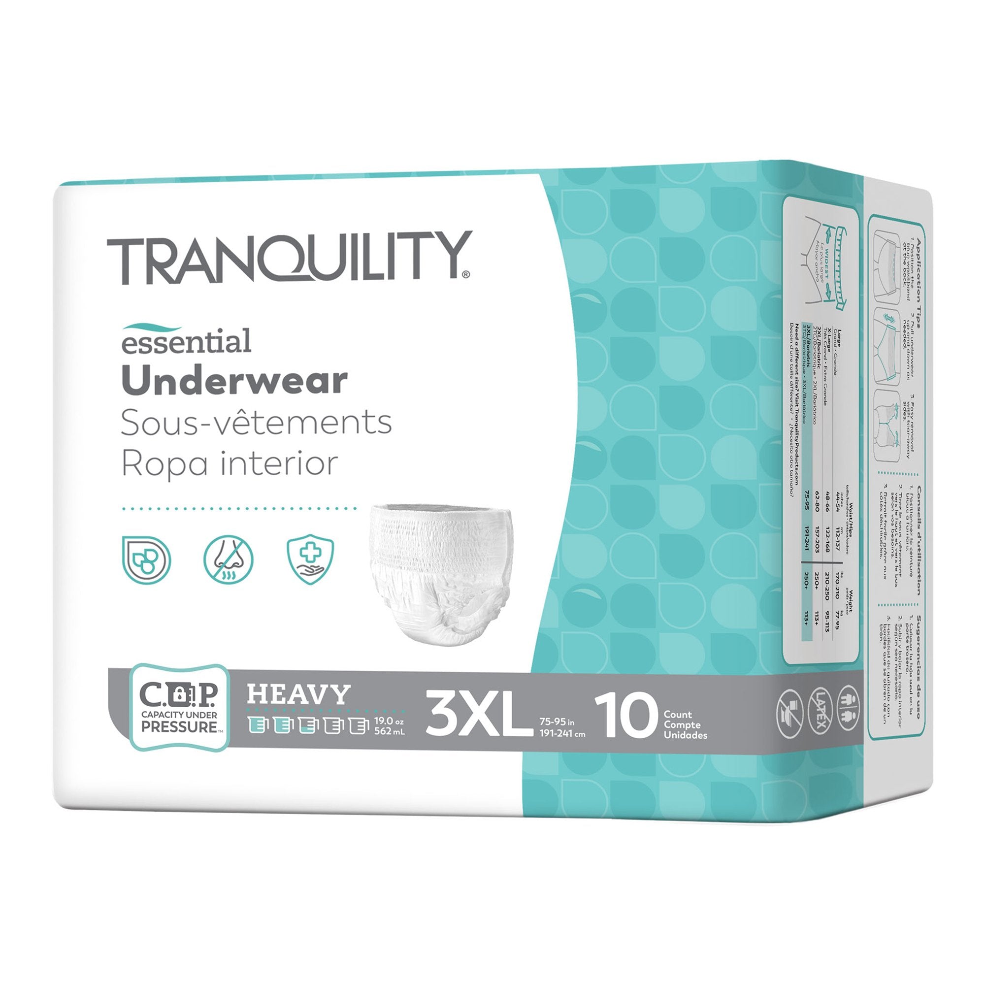 Absorbent Underwear Tranquility® Essential Pull On with Tear Away Seams Adult 3X-Large Unisex Disposable Heavy Absorbency