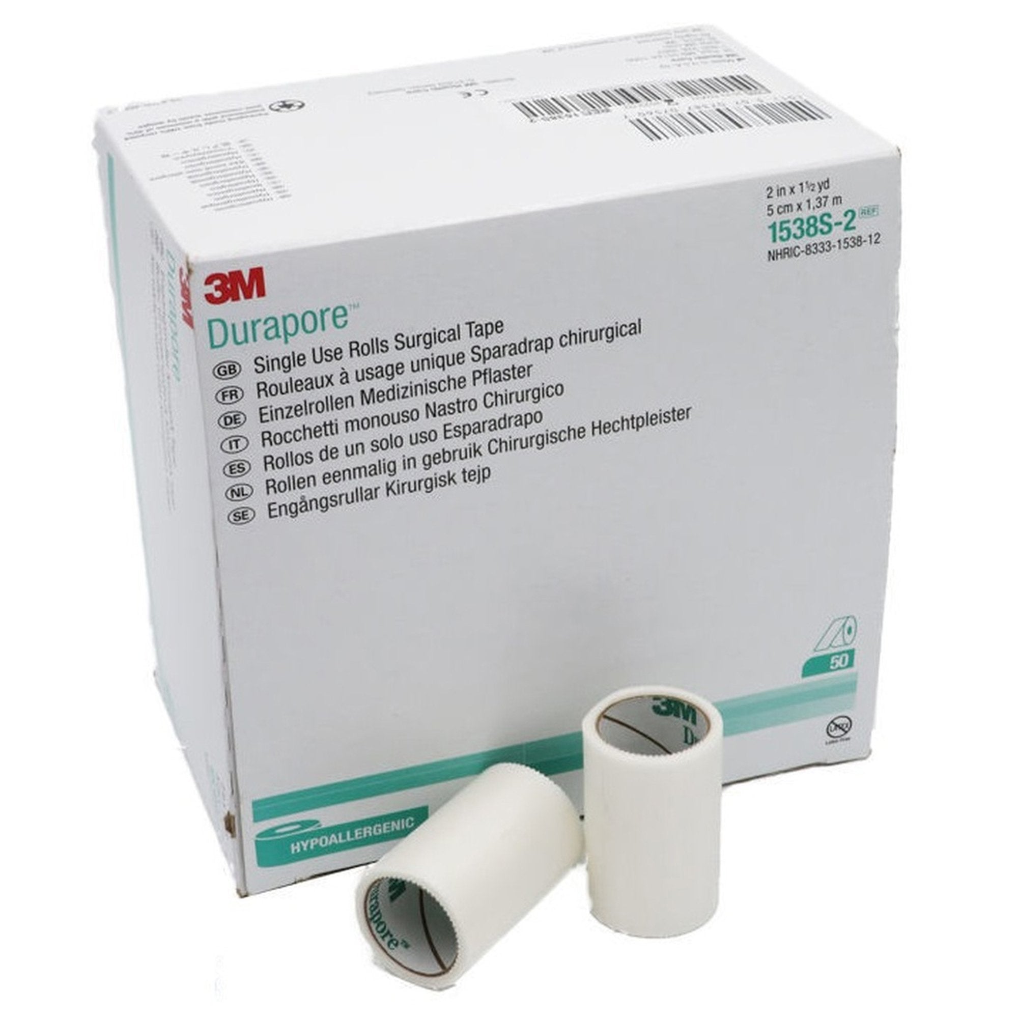 3M™ Durapore™ Silk-Like Cloth Medical Tape, 2 Inch x 1-1/2 Yard, White (250 Units)