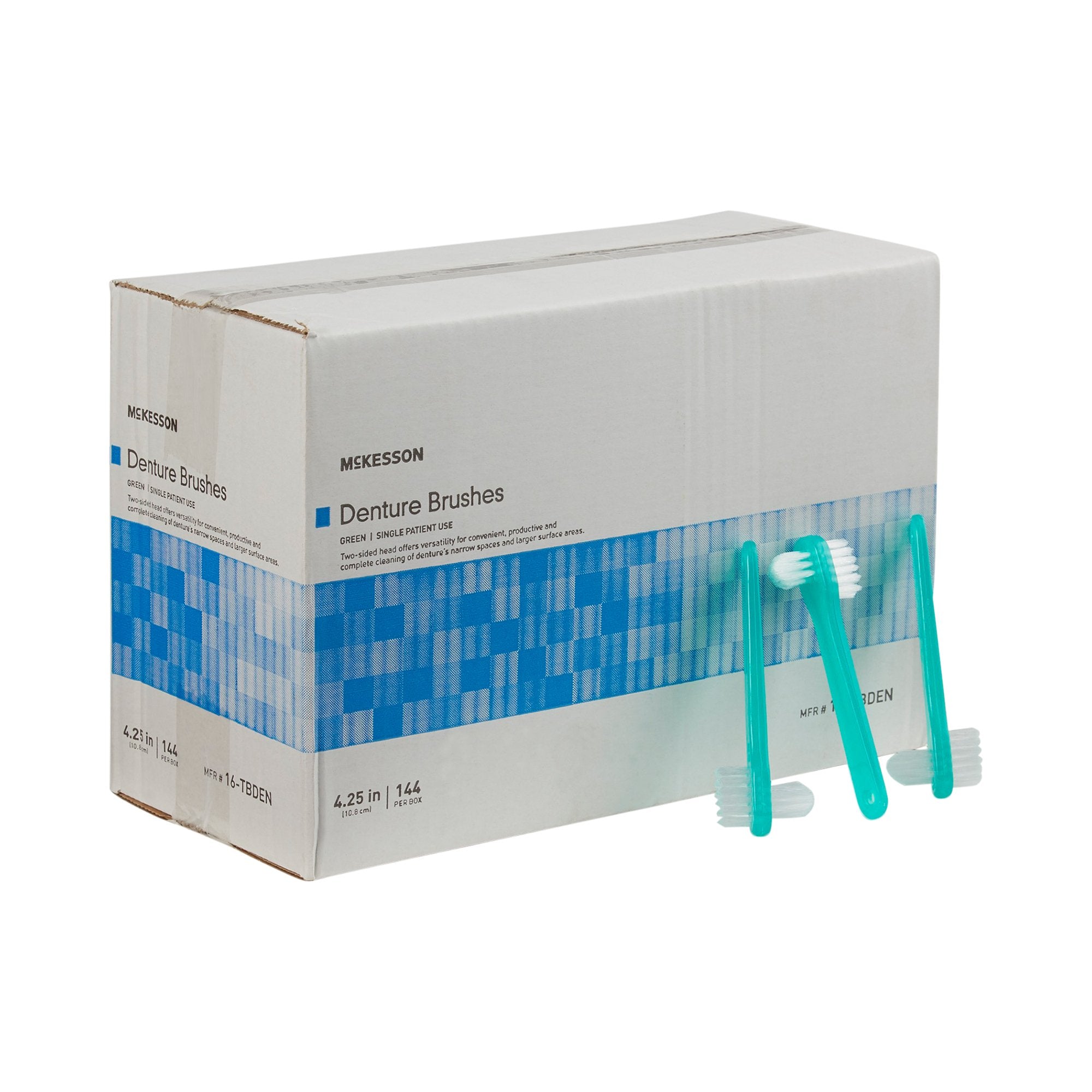 Denture Brush McKesson 2-Sided Bristle Green