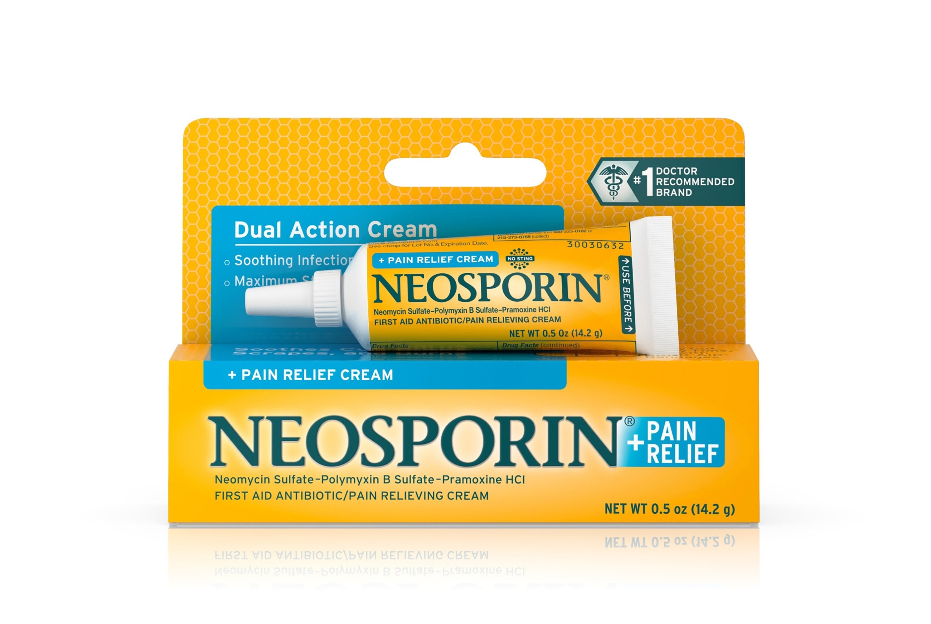 First Aid Antibiotic with Pain Relief Bacitracin / Neomycin / Polymyxin B / Pramoxine HCl Neosporin® + Pain Relief Cream 0.5 oz. Tube