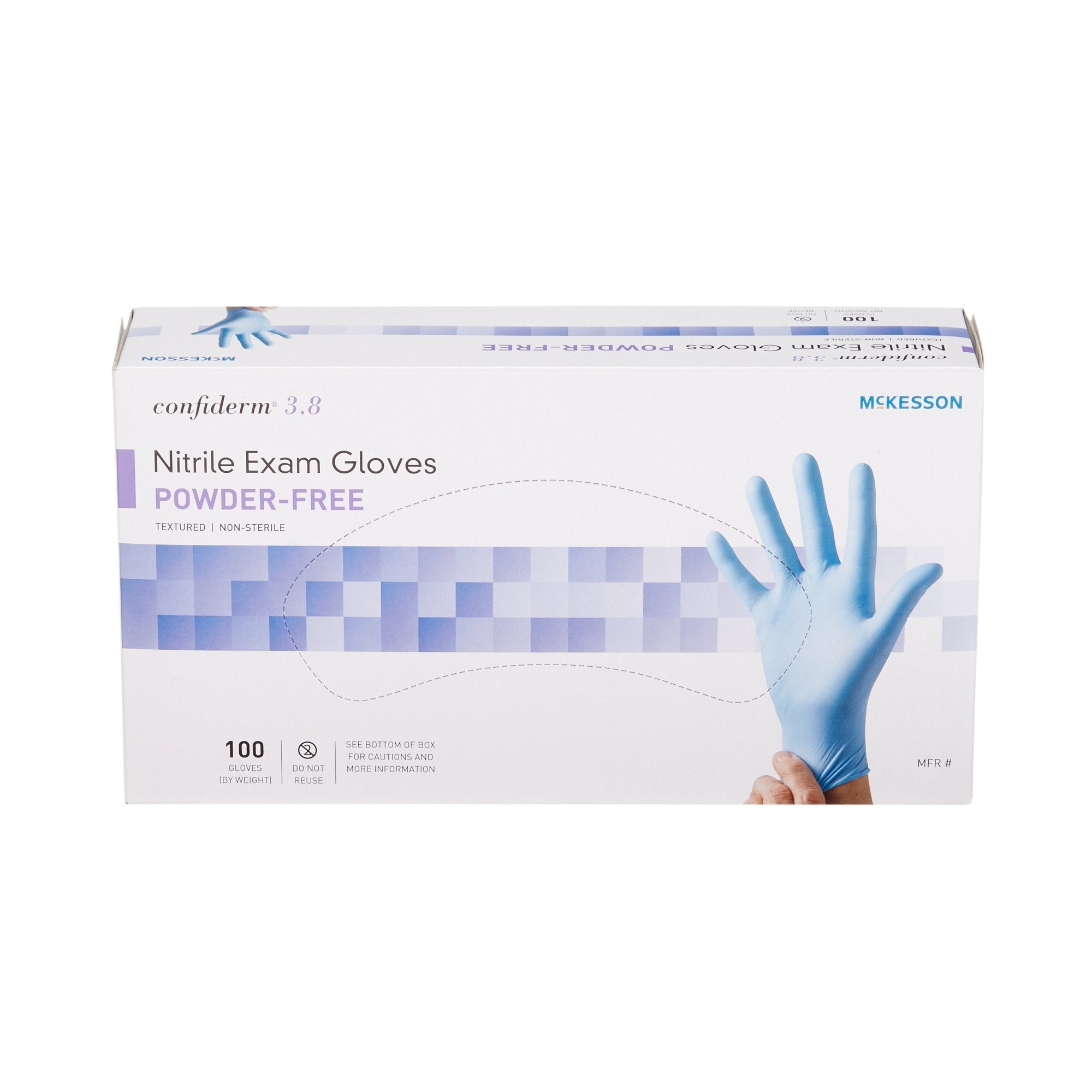 McKesson Confiderm 3.8 Nitrile Gloves, Large, Blue, NonSterile - 100 Pack