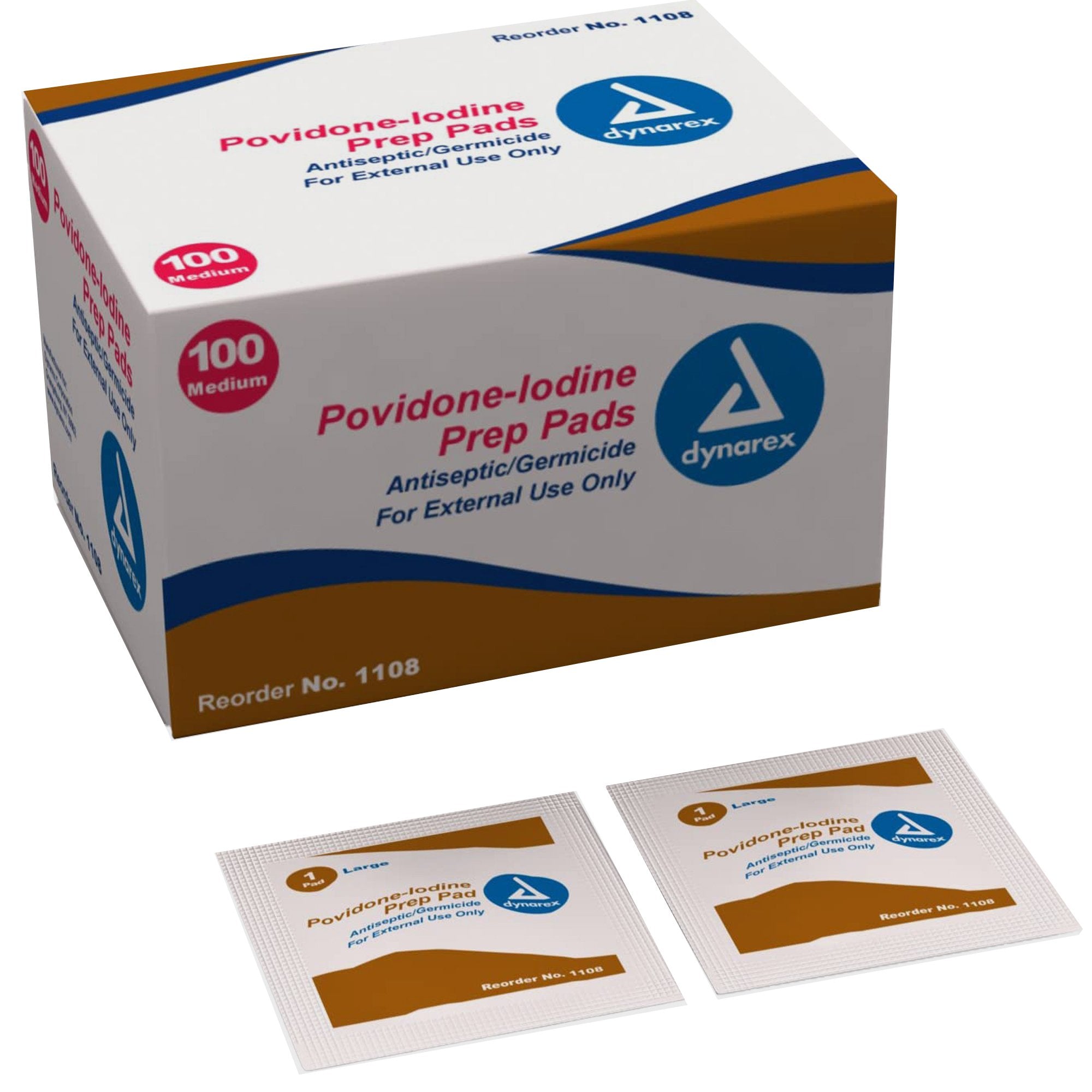 dynarex® Povidone-Iodine Prep Pad, Antiseptic, Non-Woven (100 Units)