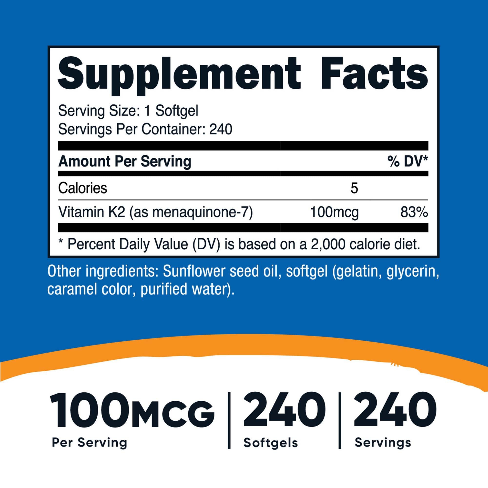 Dietary Supplement nutricost® Vitamin K2 MK-7 100 mcg Strength Softgel 240 Per Bottle - image 5