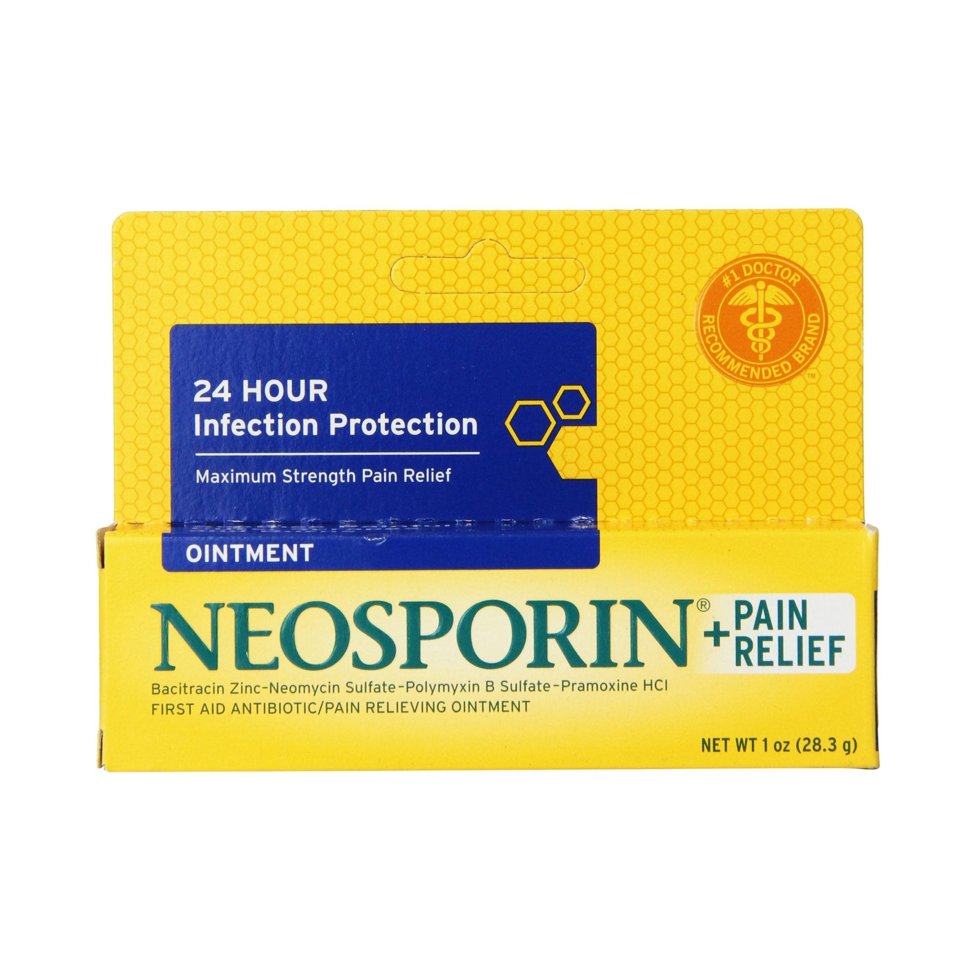 First Aid Antibiotic with Pain Relief Bacitracin / Neomycin / Polymyxin B / Pramoxine HCl Neosporin® + Pain Relief Ointment 1 oz. Tube