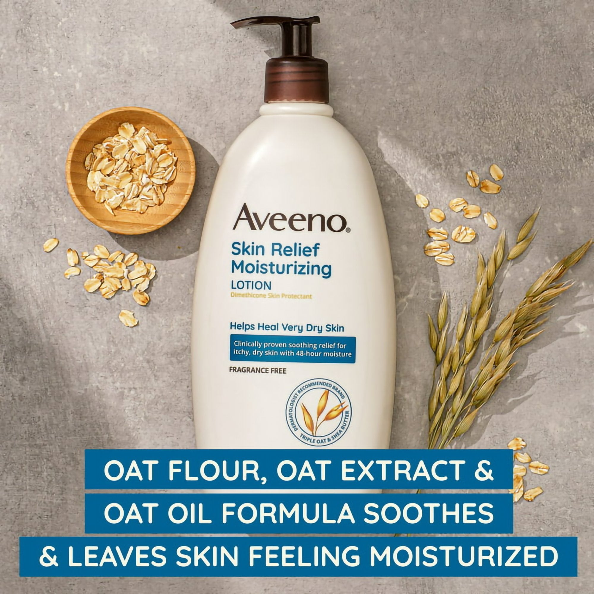 Hand and Body Moisturizer Aveeno® Skin Relief 12 oz. Pump Bottle Unscented Lotion - image 4