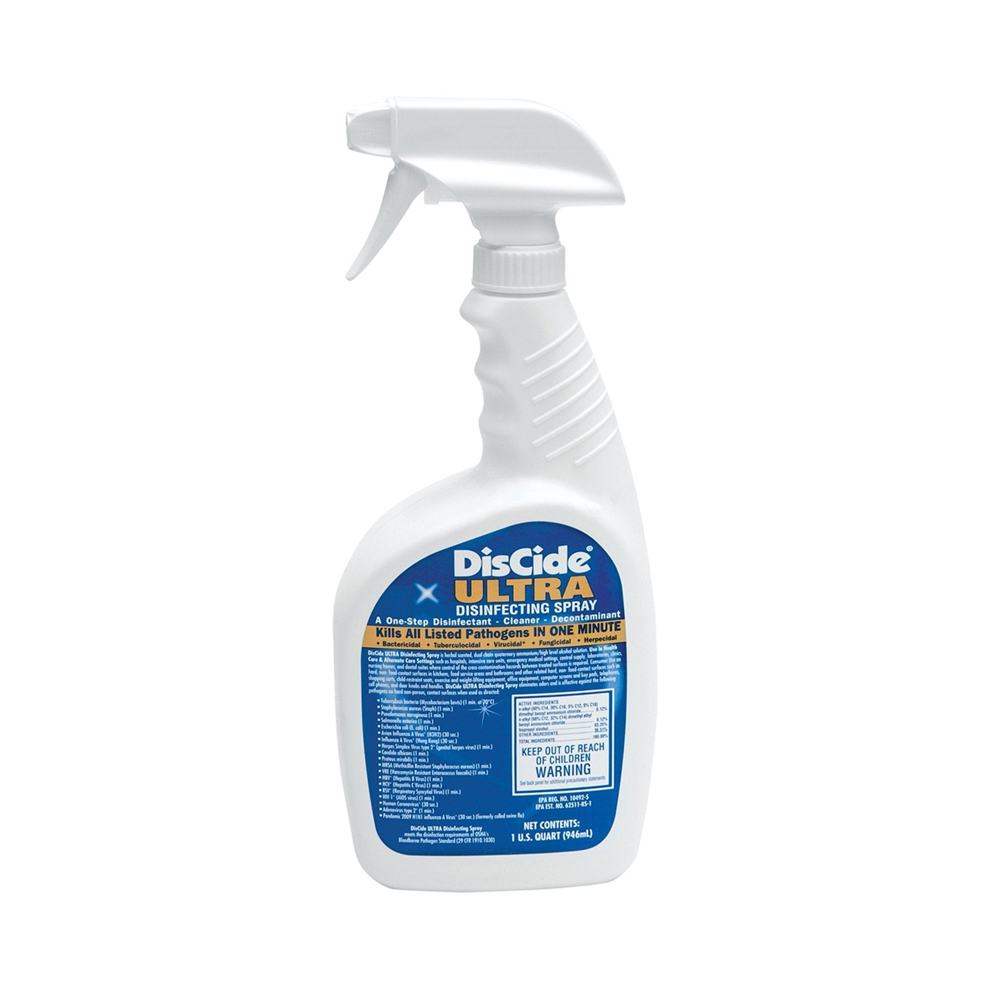 DisCide® Ultra Quaternary Based Surface Disinfectant Cleaner 1 qt. (1 Unit)