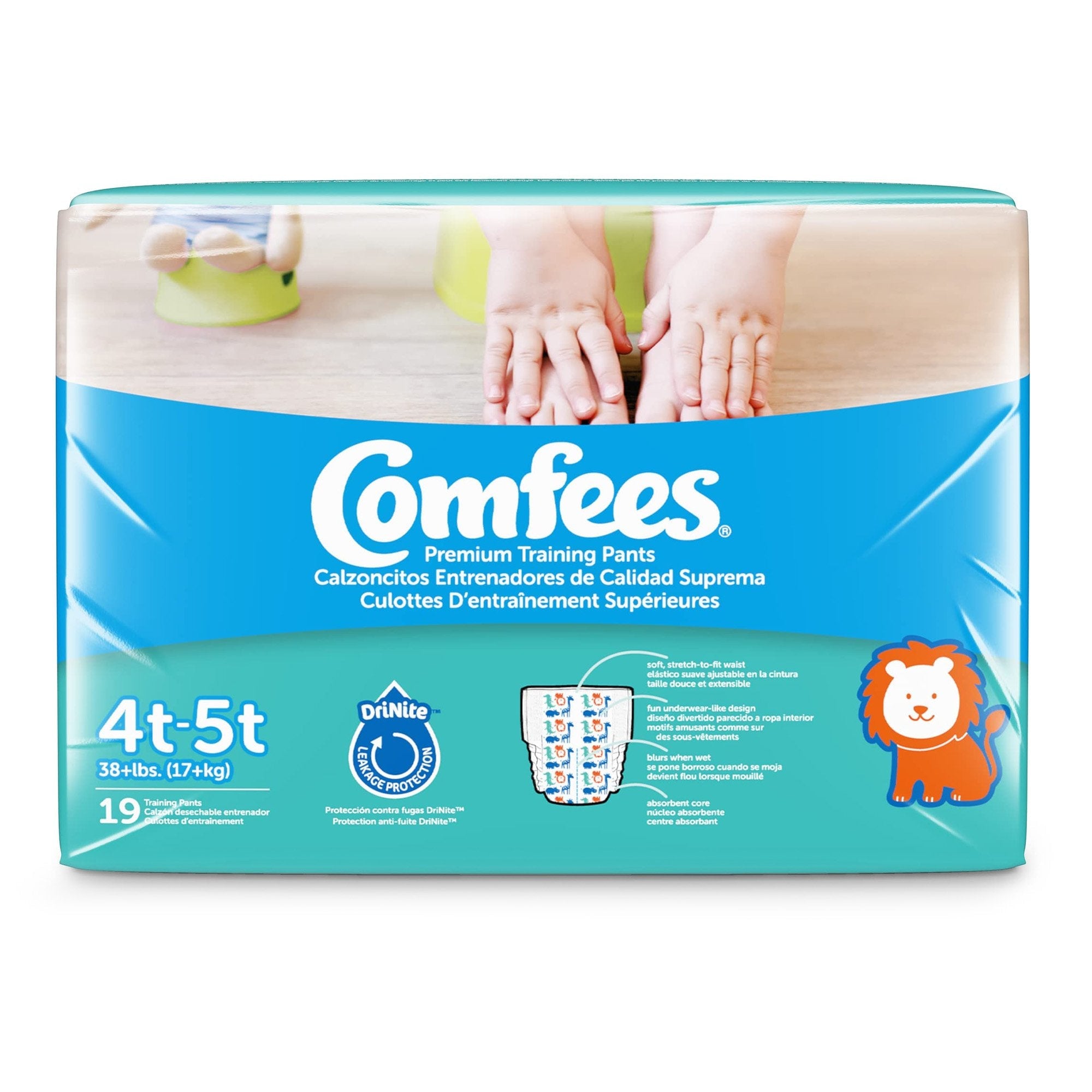 Comfees Training Pants, 12-Hour Protection, Male Toddler, 4T-5T, Over 38 Lbs (19 Units)