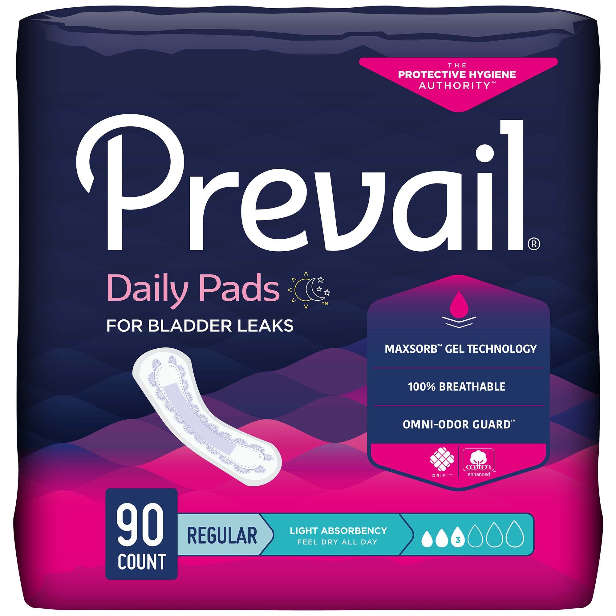 Prevail® Daily Pads Light Absorbency Bladder Control Pad, 9¼ Inch (30 Units)