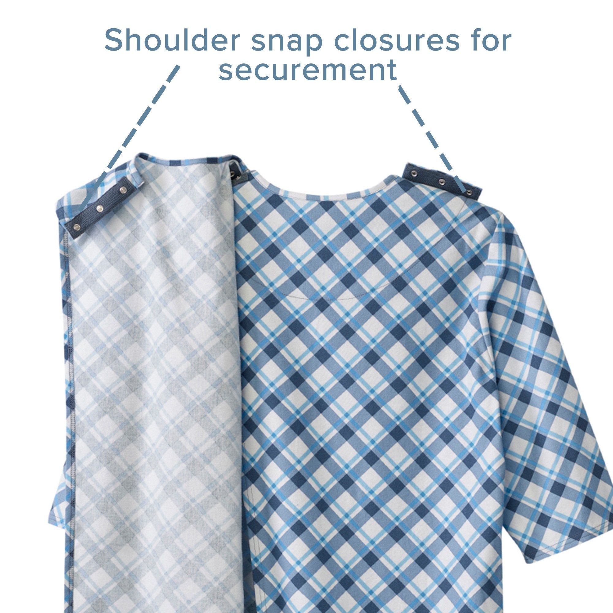 Silverts® Shoulder Snap Patient Exam Gown, 2X-Large, Diagonal Blue Plaid (1 Unit)