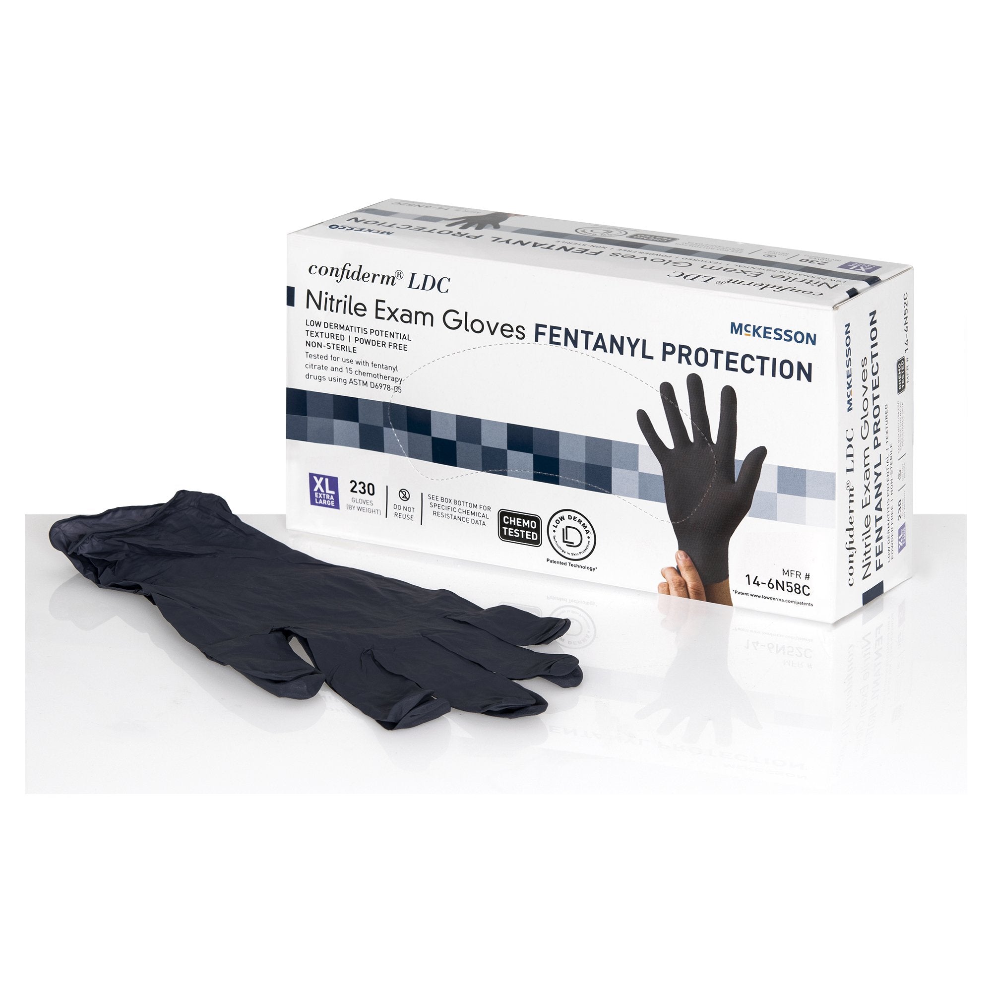 McKesson Confiderm® LDC Vinyl Exam Glove, Extra Large, Black (230 Units)
