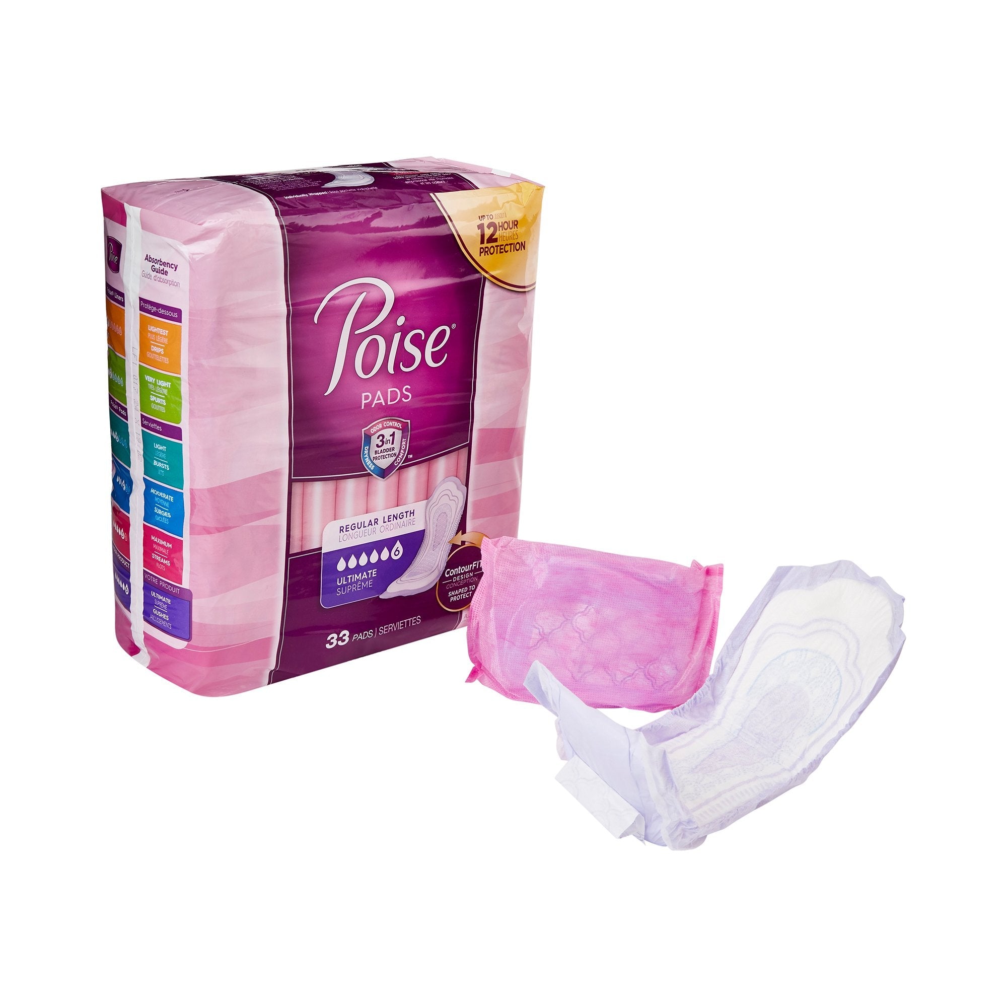 Poise Bladder Control Pads, Heavy Absorbency, Comfort Fit - 33 Pack