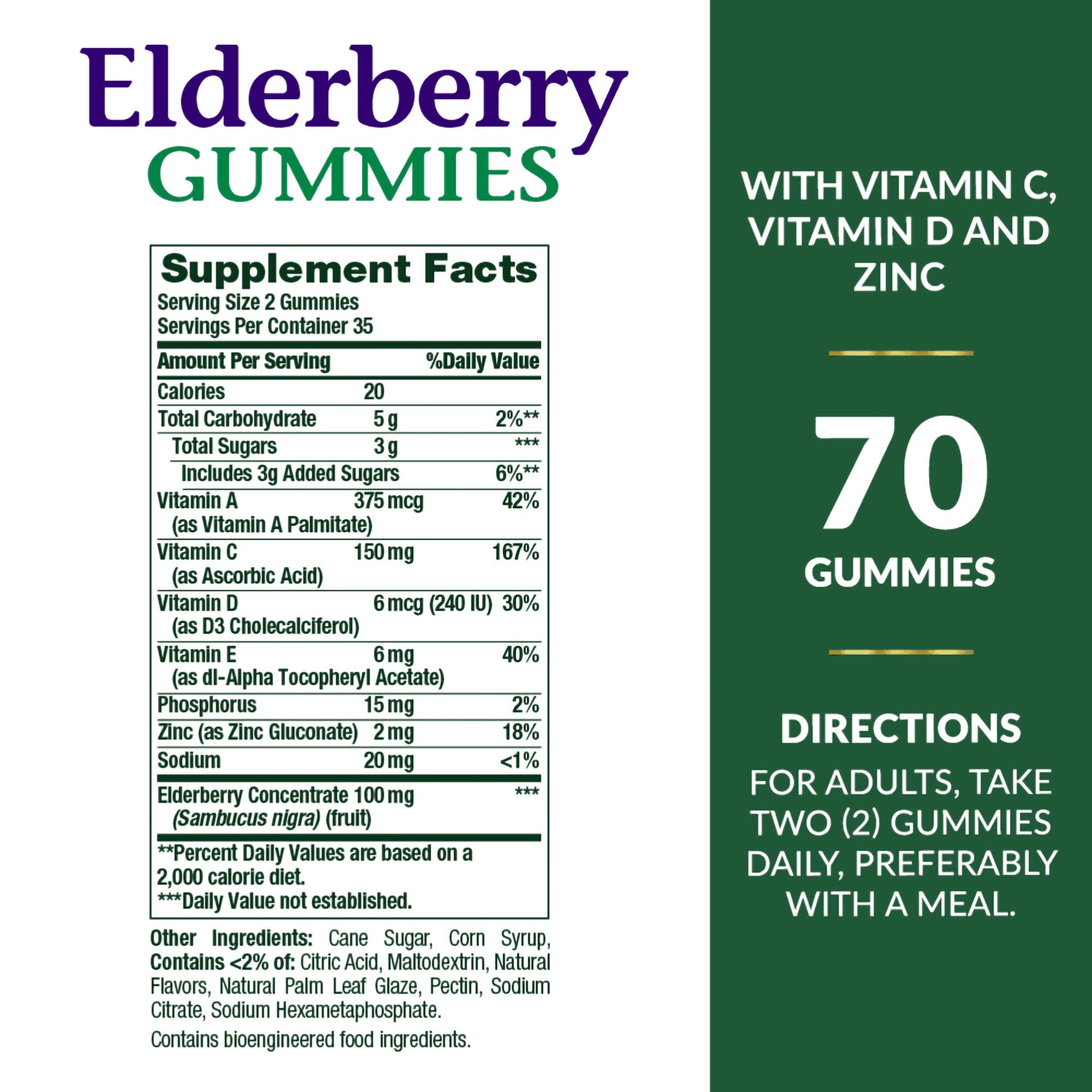 Herbal Supplement Nature's Bounty® Elderberry Gummy 70 per Bottle (1 Unit)