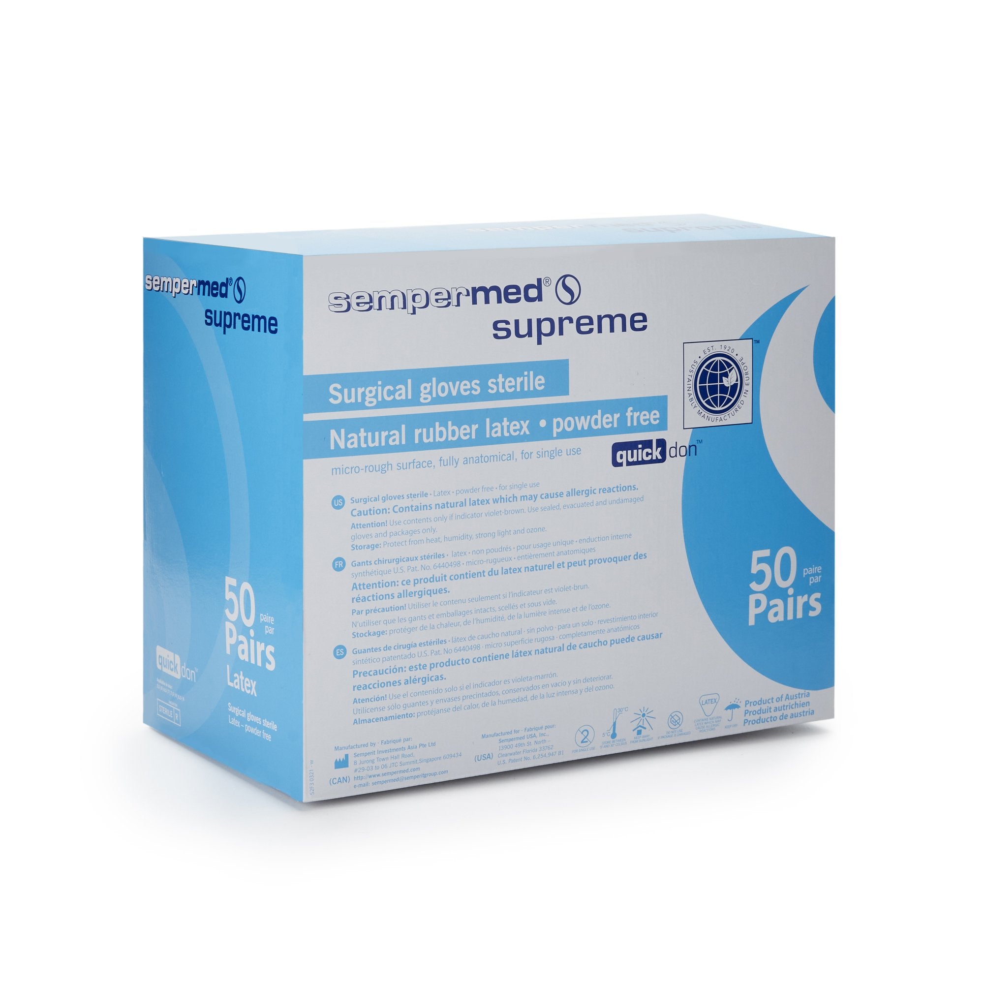 Sempermed® Supreme Latex Surgical Glove, Size 8, Ivory (50 Units)