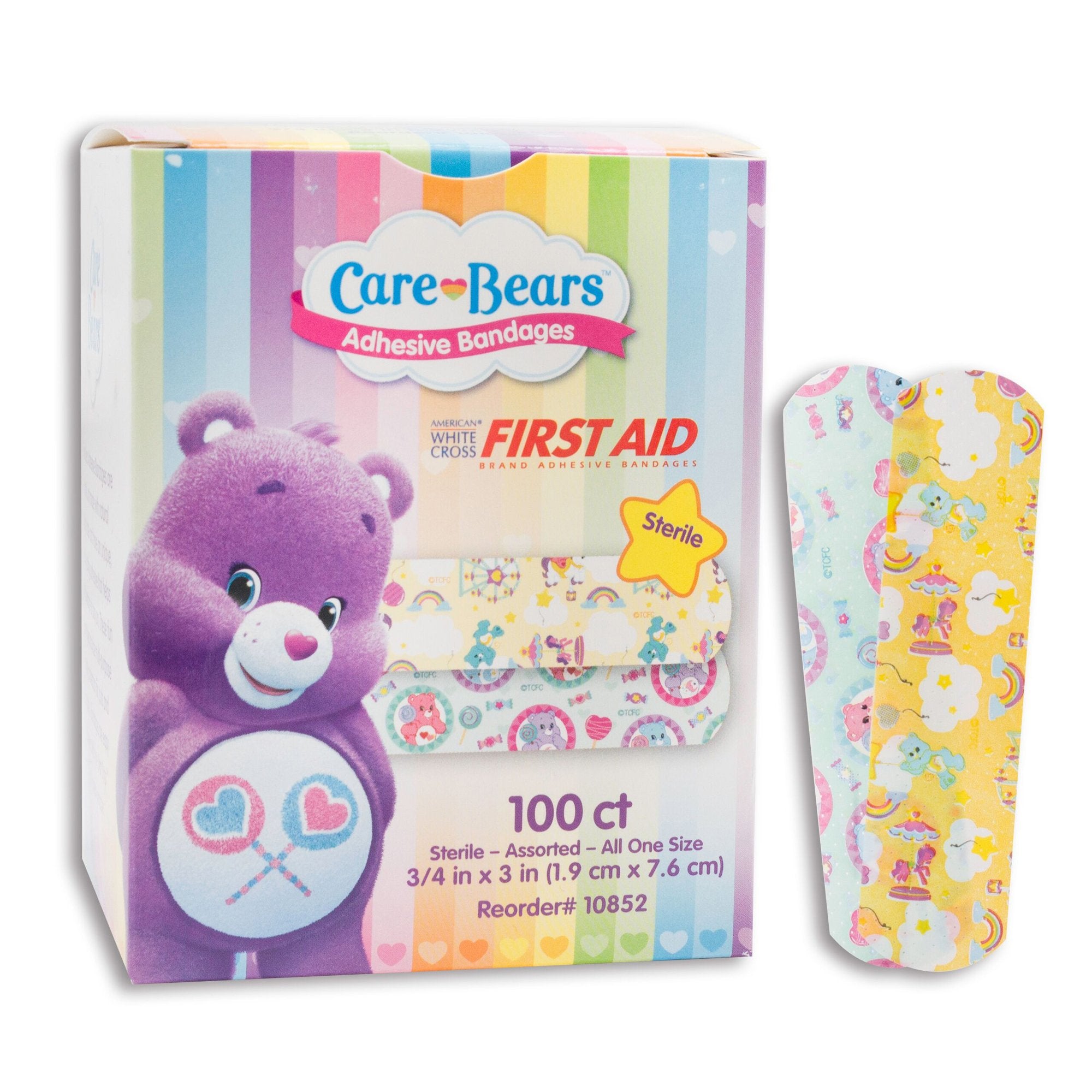 American® White Cross Stat Strip® Kid Design (Care Bears) Adhesive Strip, 3/4 x 3 Inch (100 Units)