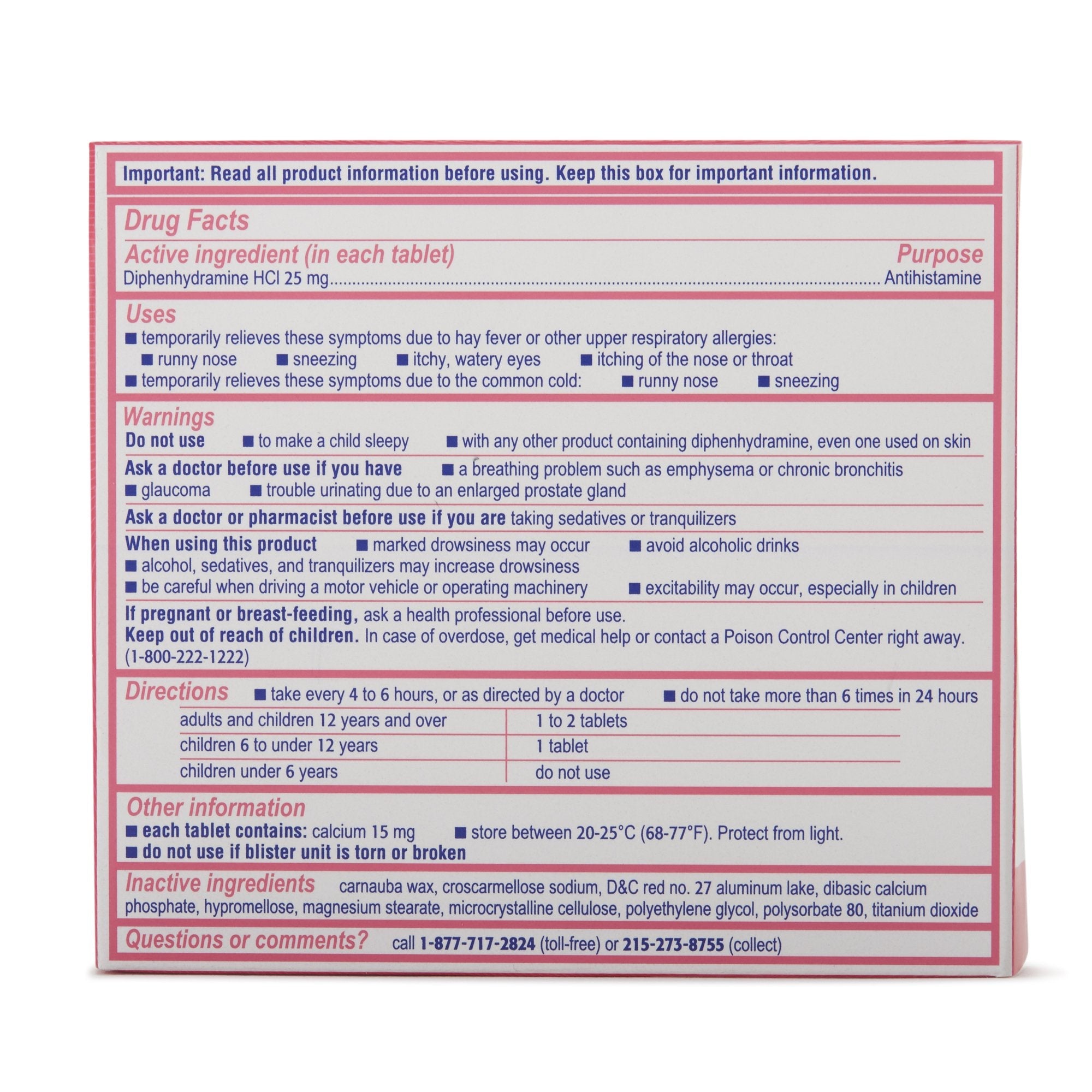 Benadryl® Diphenhydramine Allergy Relief (24 Units)