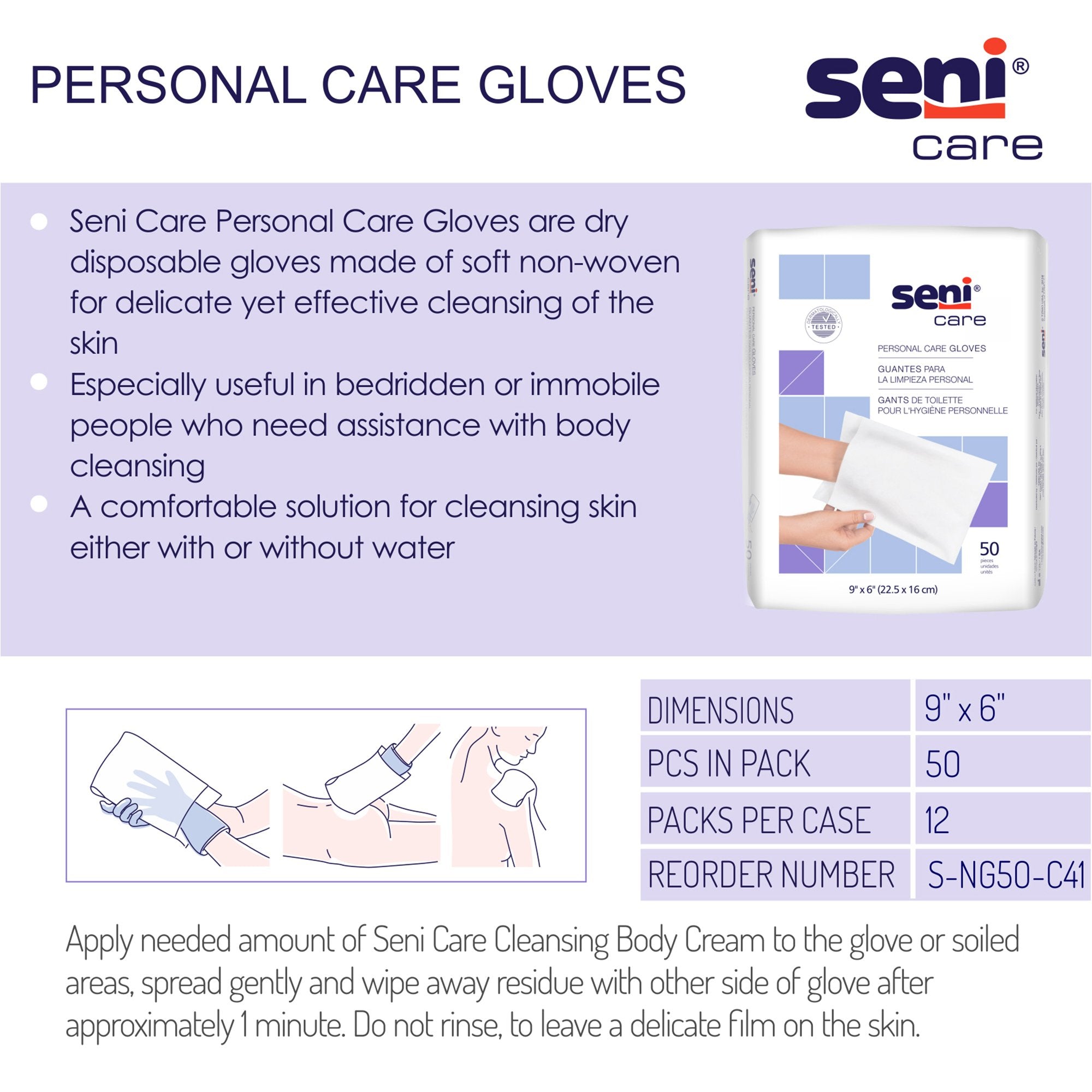 Seni® Care Wash Glove (50 Units)