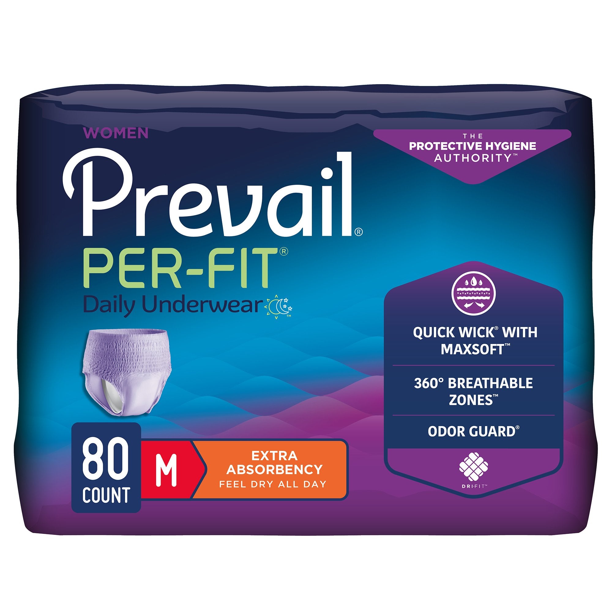 Prevail Per-Fit Women's Extra Absorbent Underwear, Medium - 20 Pack