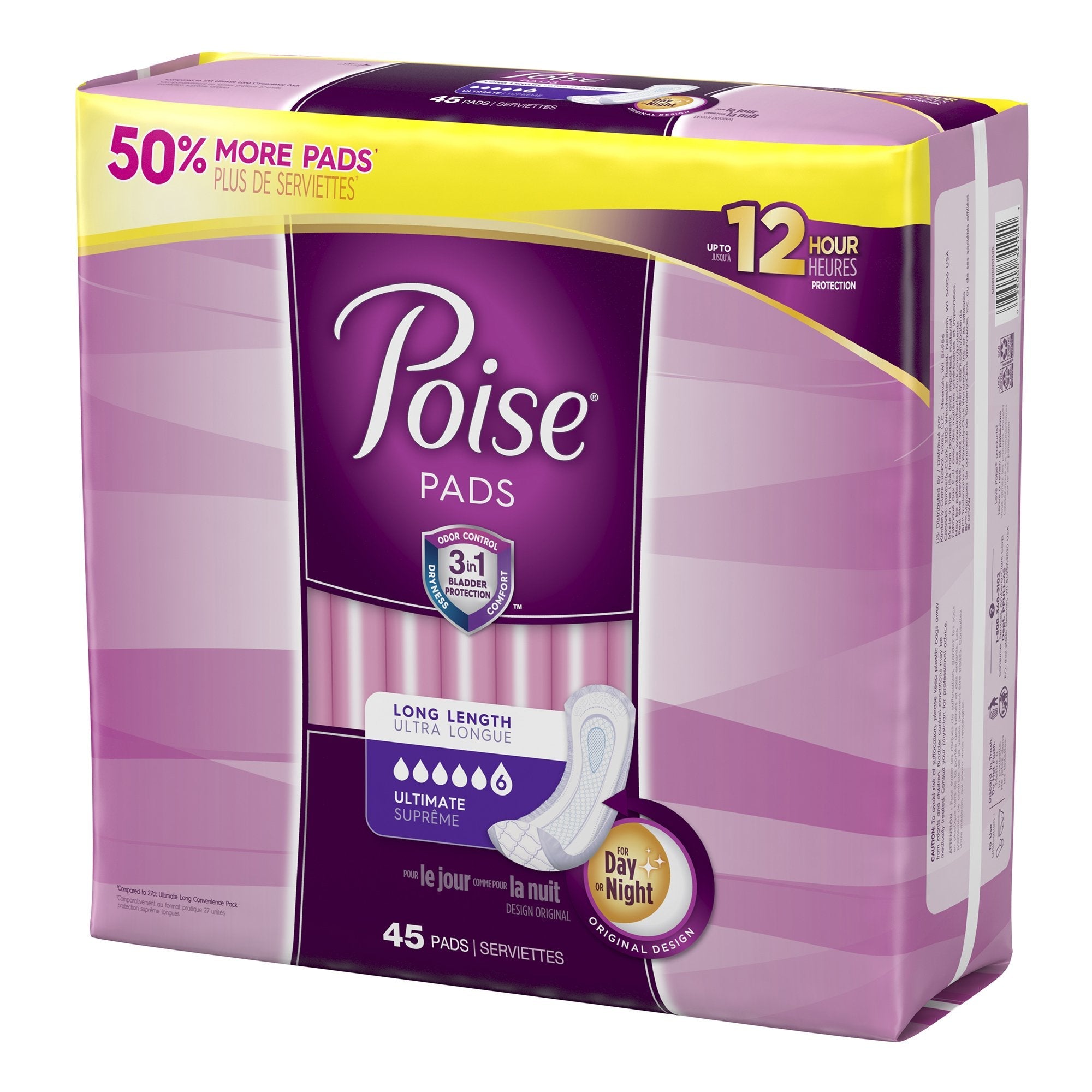 Poise Bladder Control Pads, 15.9" Heavy Absorbency, 45 Count