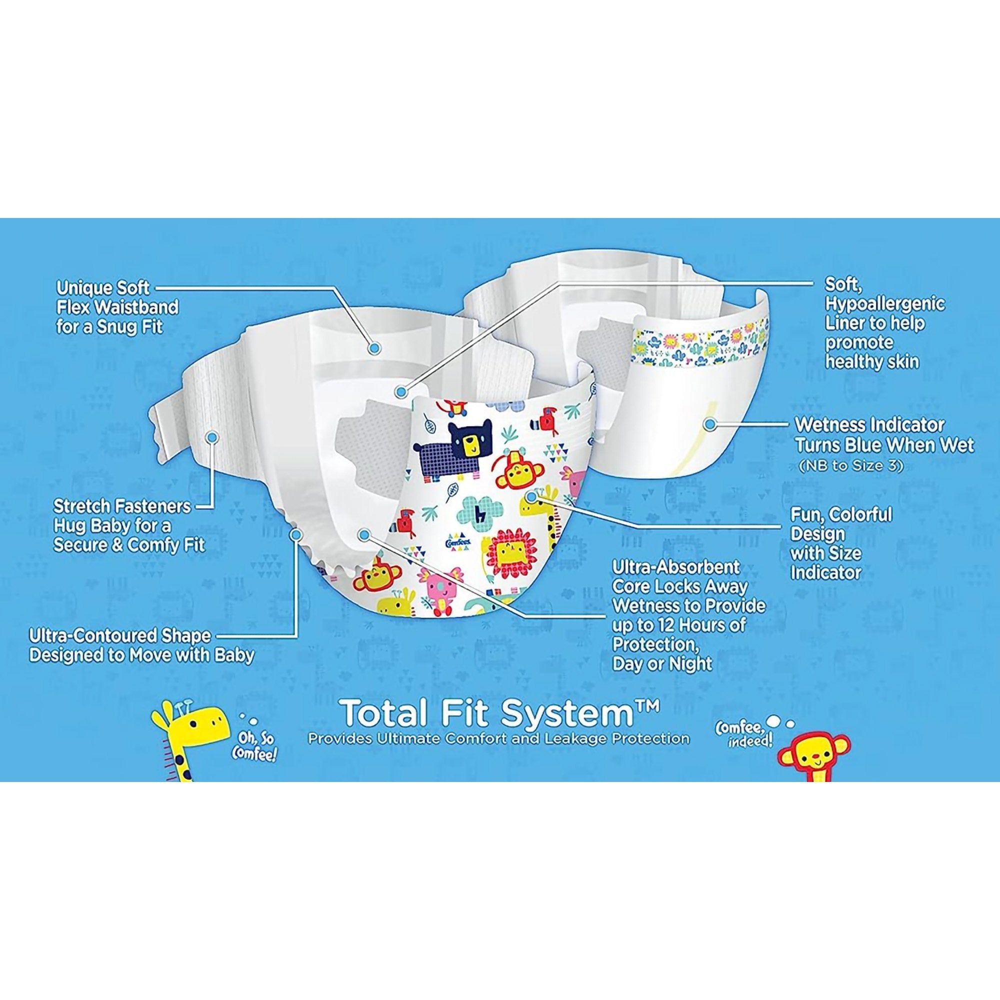 Comfees® Premium Diapers, Unisex, Baby, Tab Closure, Size 4 (31 Units)