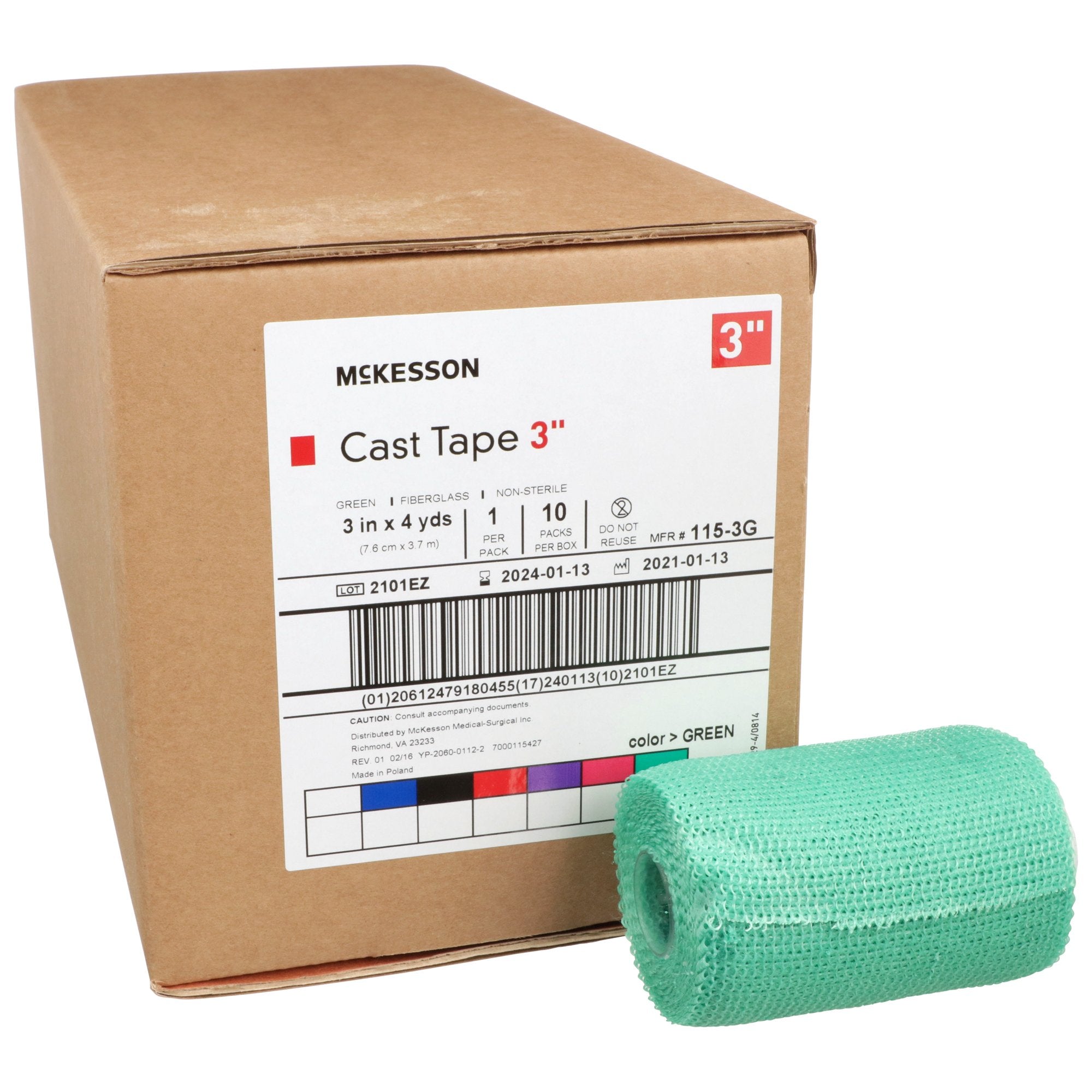 McKesson Green Cast Tape, 3 Inch x 4 Yard (10 Units)